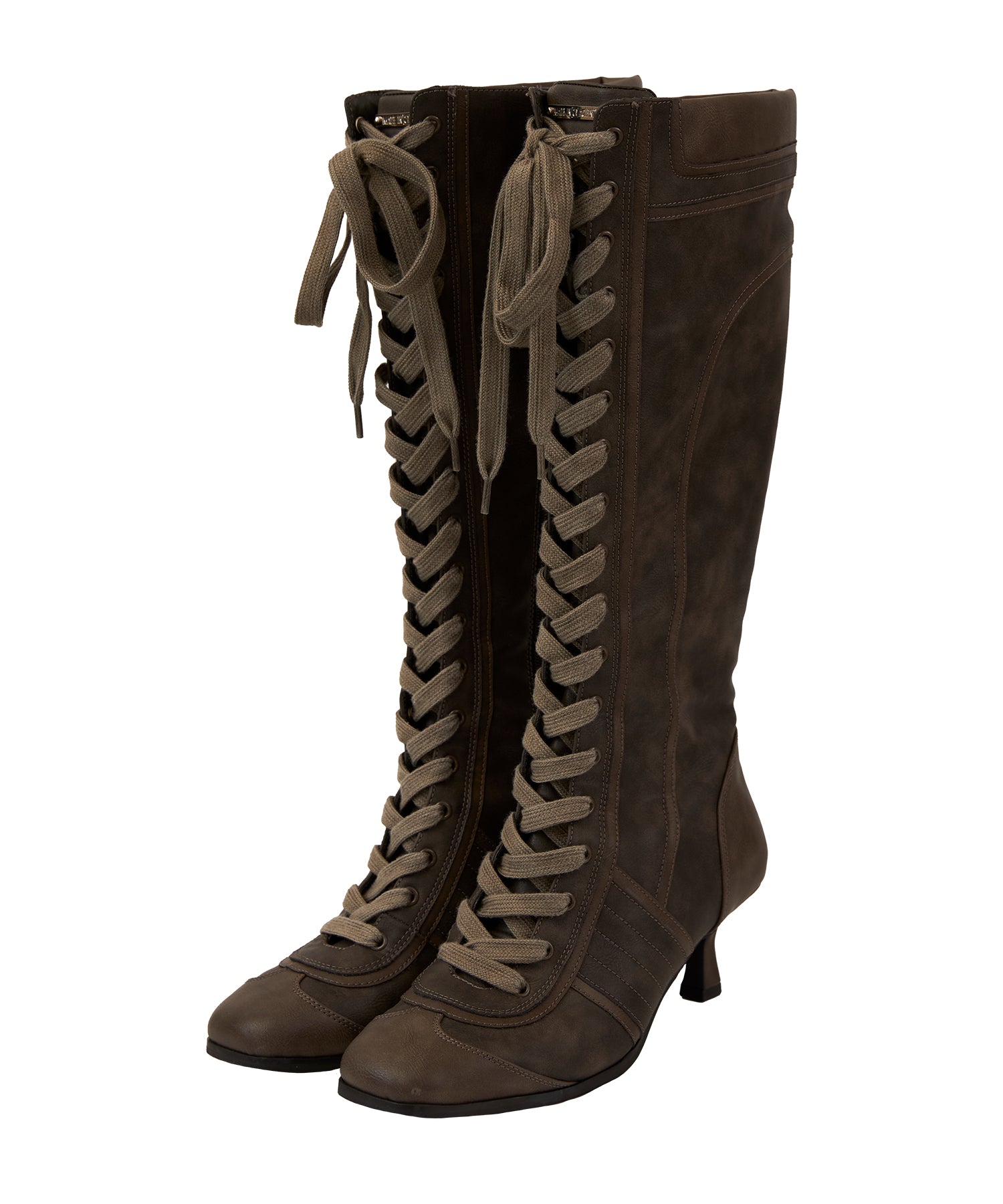 靴 ACLENT Lace up switching long boots aclent Lace up switching long boots