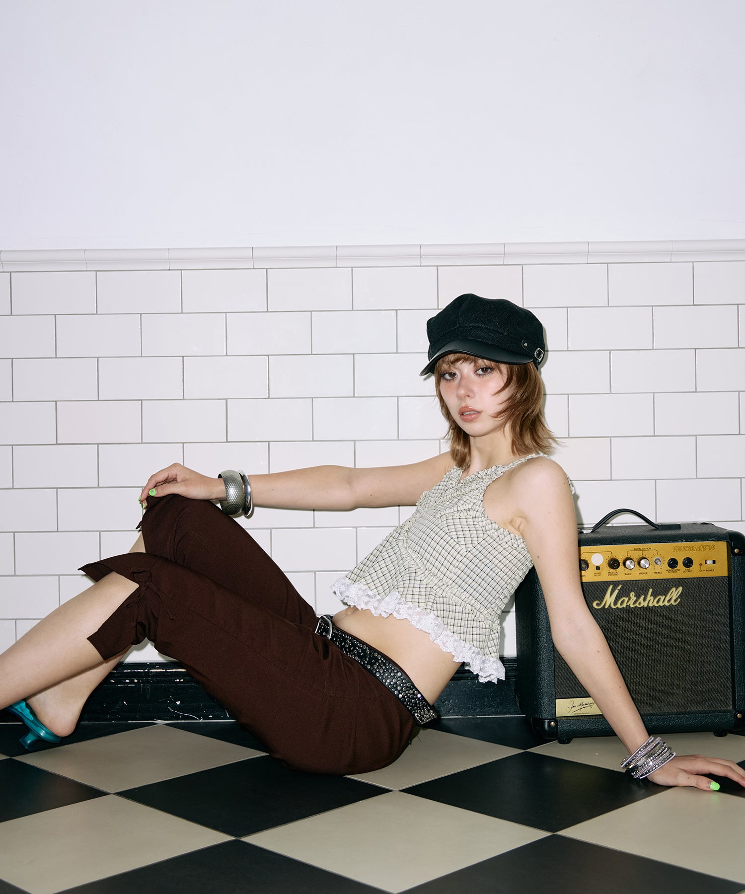 Check Flare Camisole