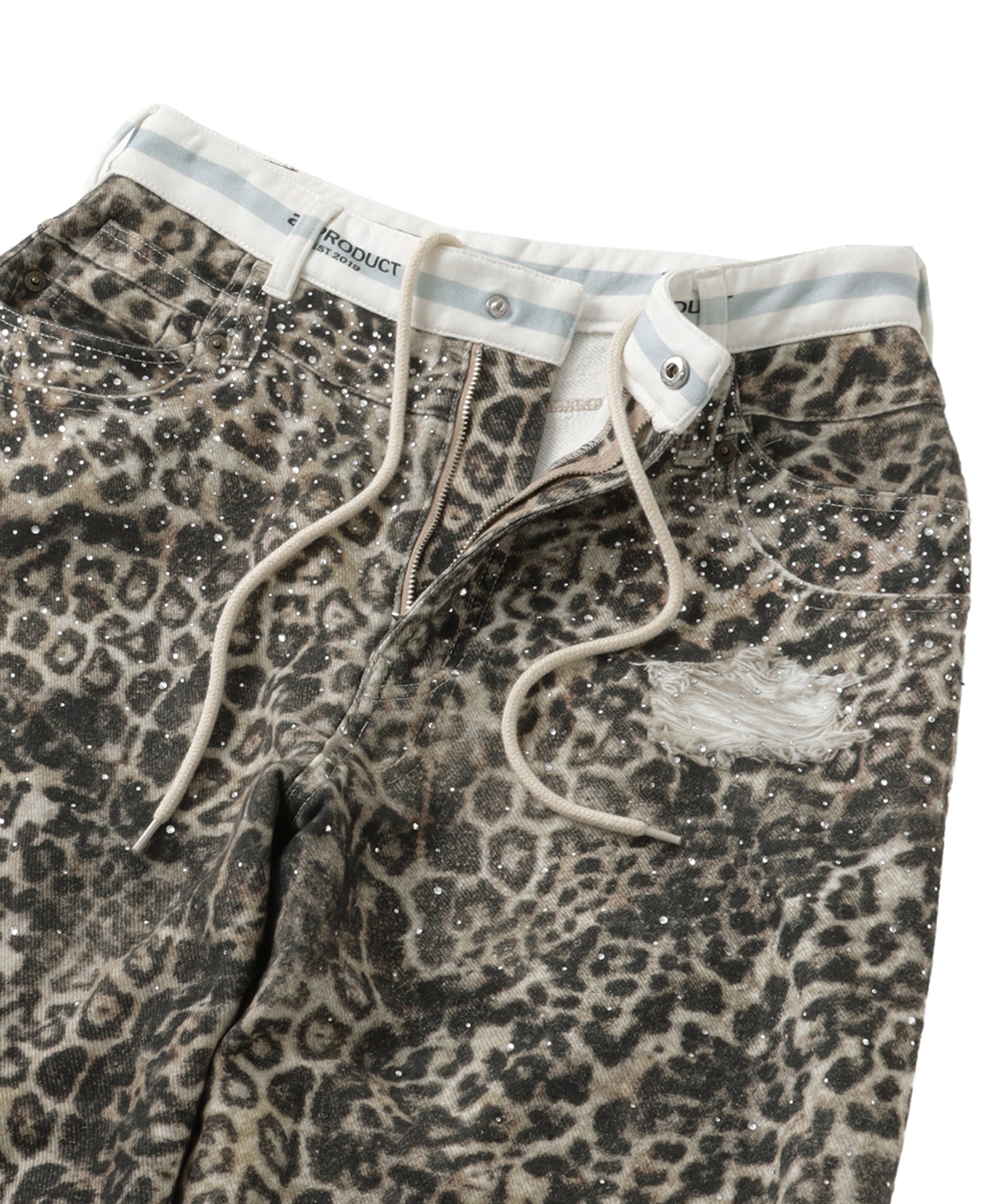 Printed Sweatpants –  Leopard Rhinestone