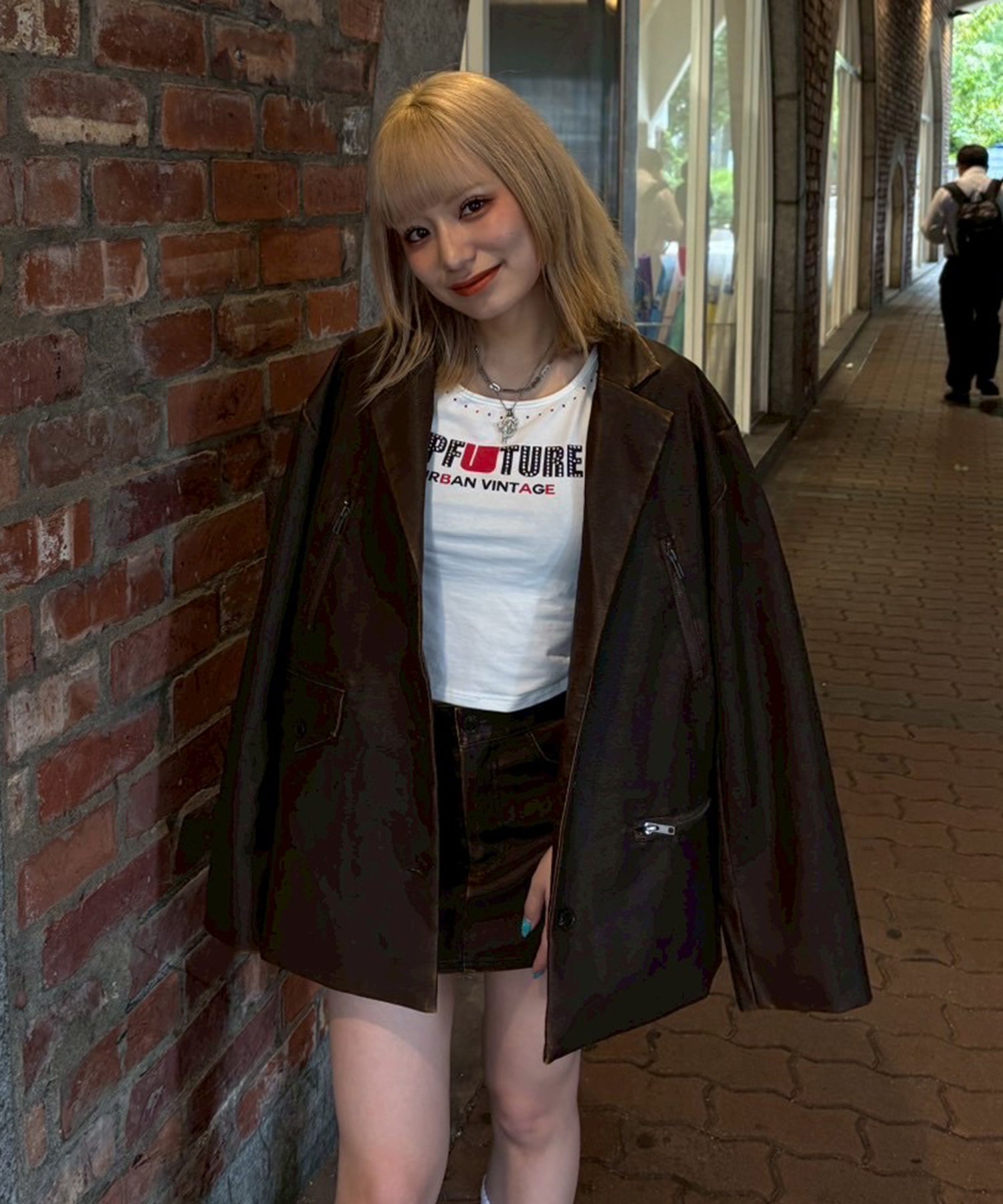 ピグメントフェイクレザーテーラードジャケット｜ACLENT（アクレント）