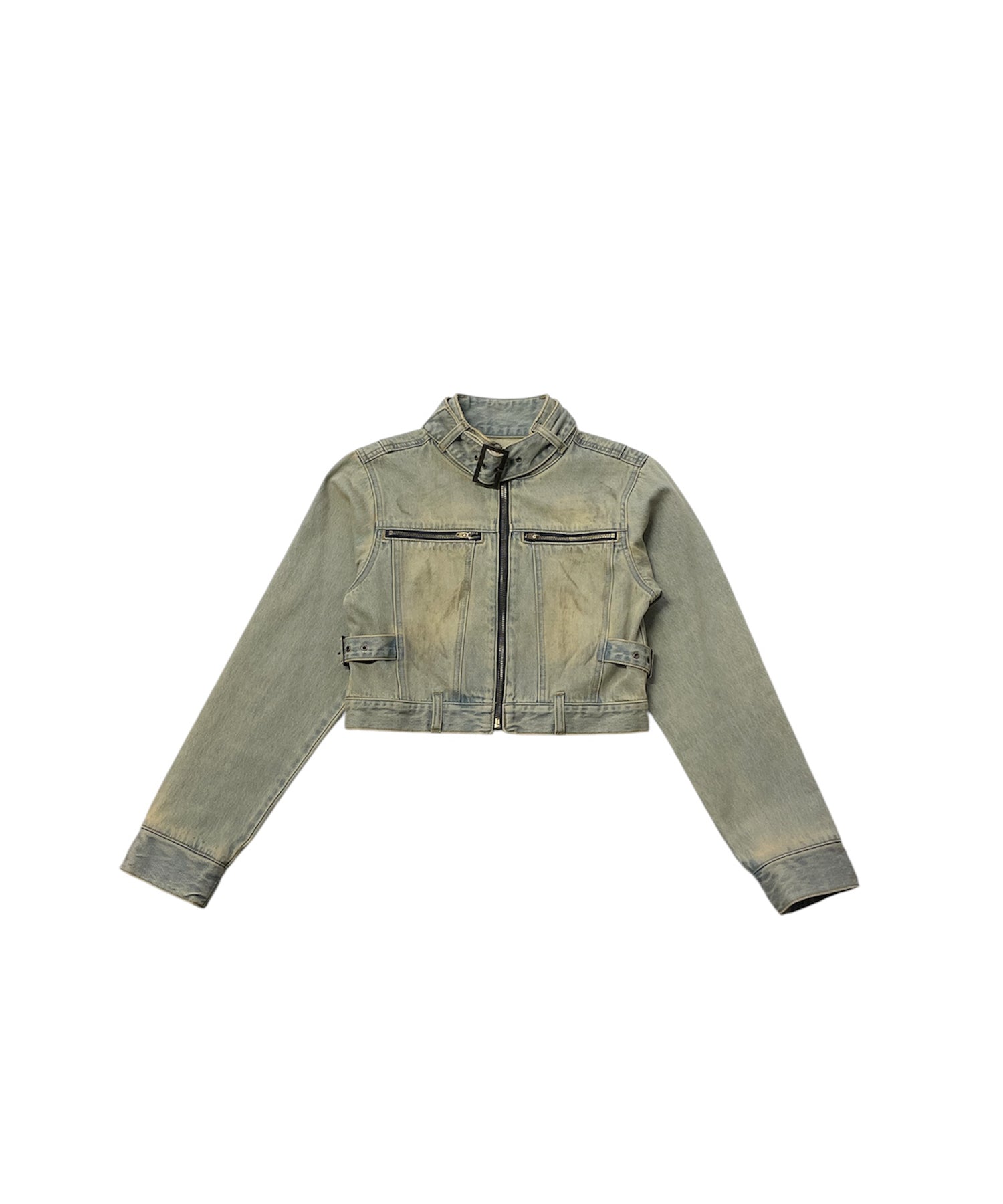 ダーティスタンドネックデニムブルゾン