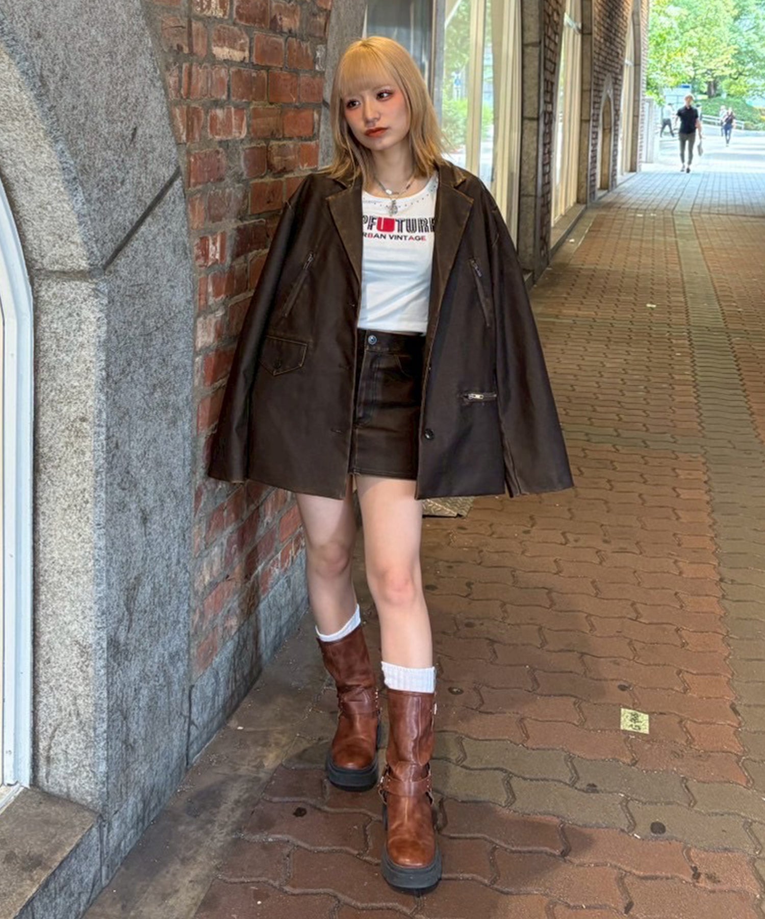 ピグメントフェイクレザーテーラードジャケット｜ACLENT（アクレント）