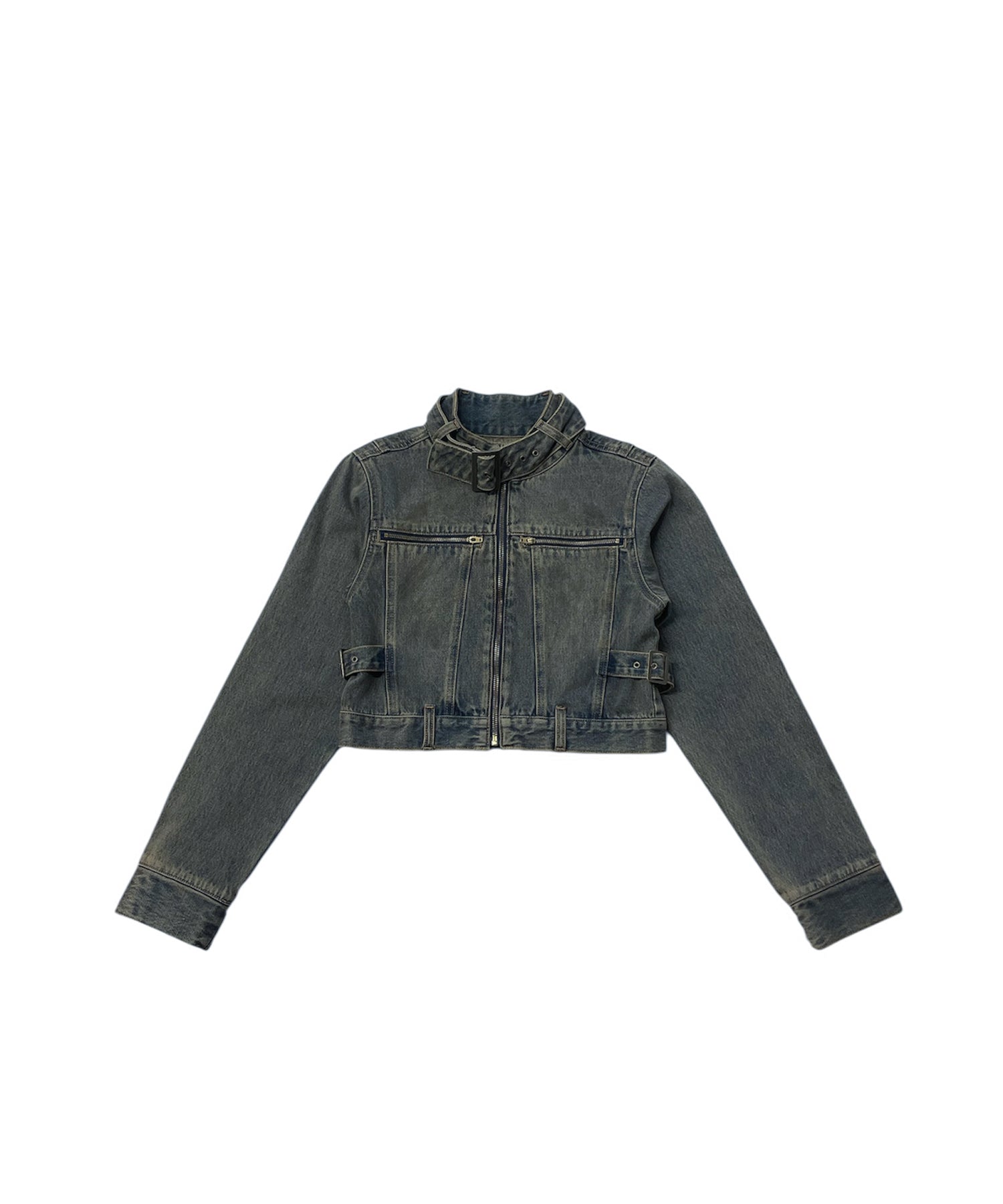 ダーティスタンドネックデニムブルゾン