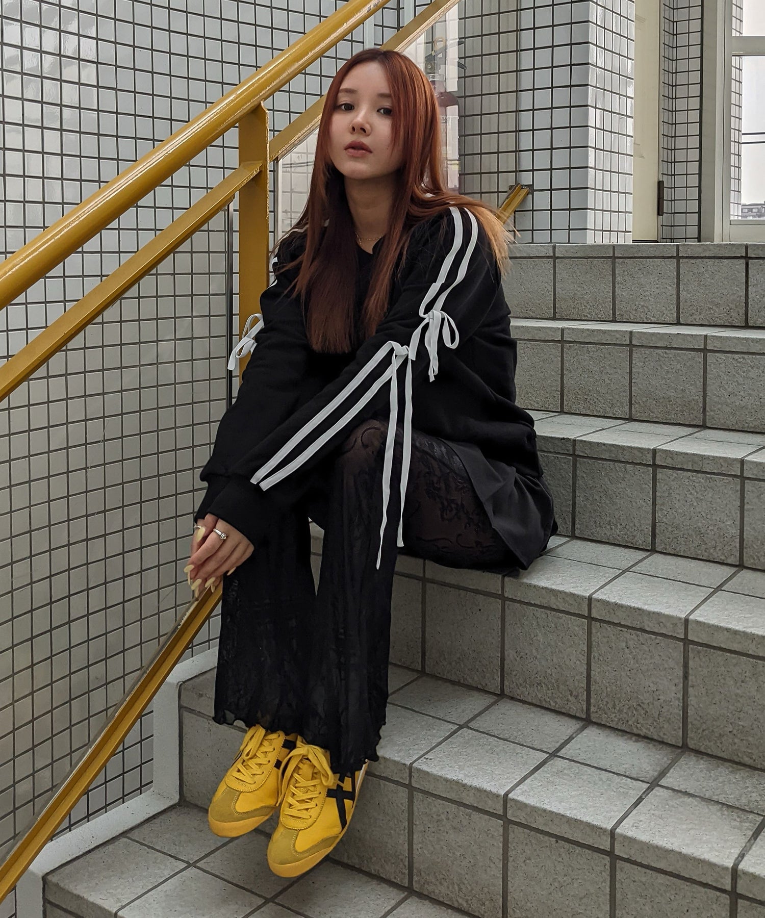 Double line ribbon sweat top｜ACLENT（アクレント）