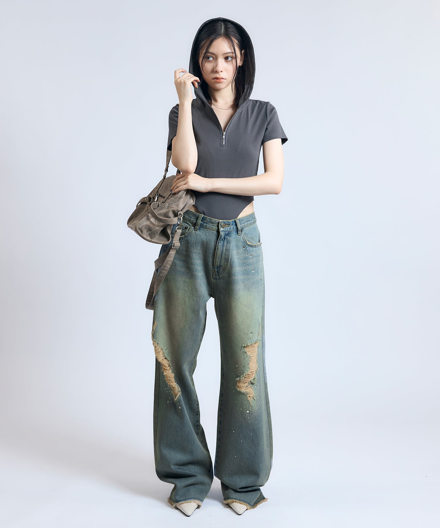 MODEL:163cm/COLOR:DARK GRAY/SIZE:F