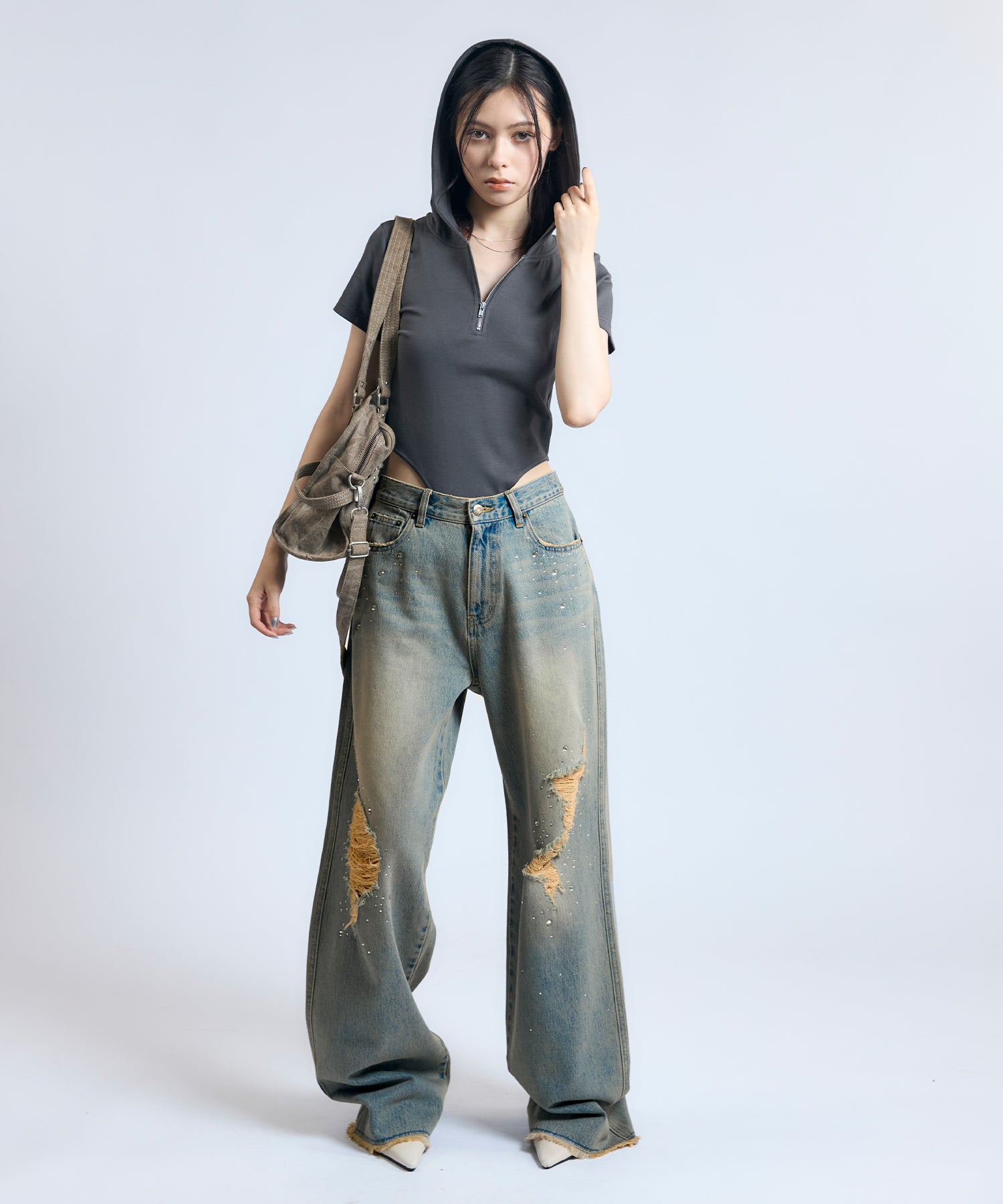 MODEL:163cm/COLOR:DARK GRAY/SIZE:F