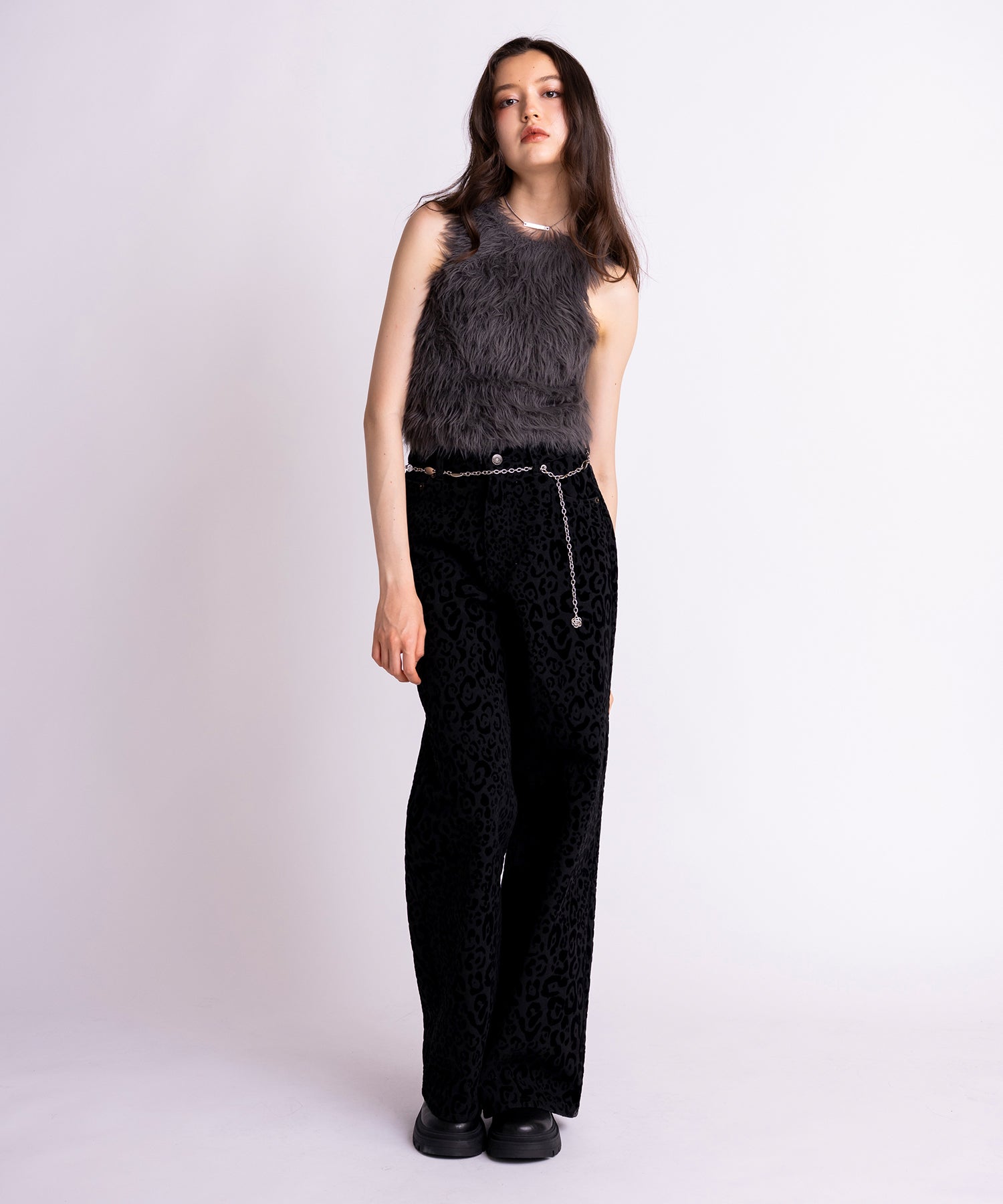 クレア☆ aclent アクレント ヴィンテージレオパード フロッキーレオパードJ/Wワイドストレートパンツ｜ACLENT