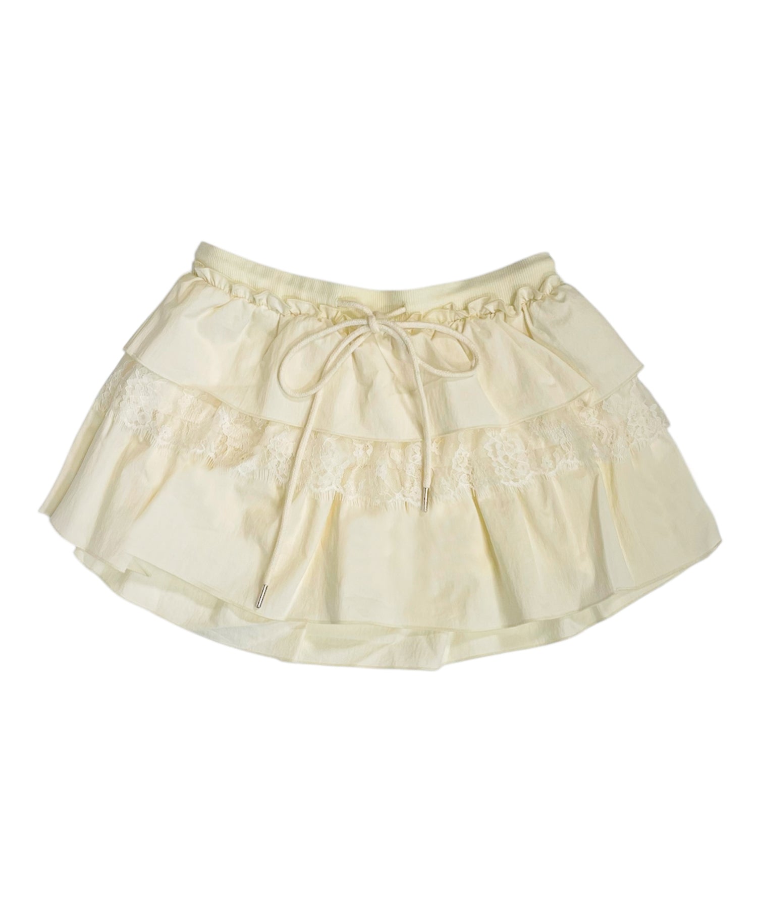 Cotton lace tiered mini skirt