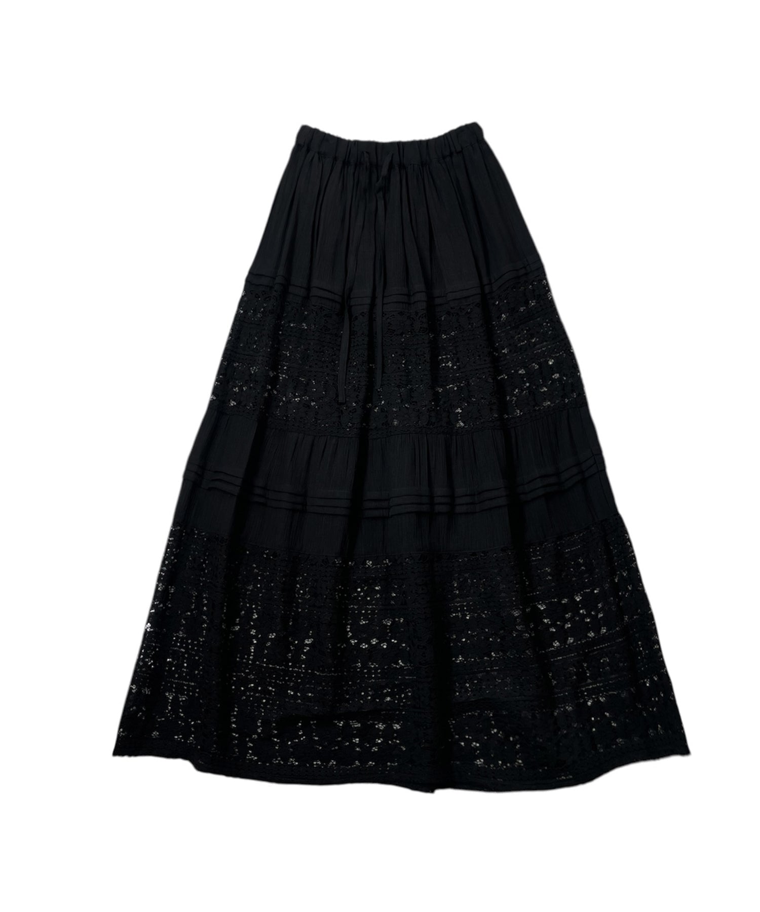 Docking lace tiered long skirt