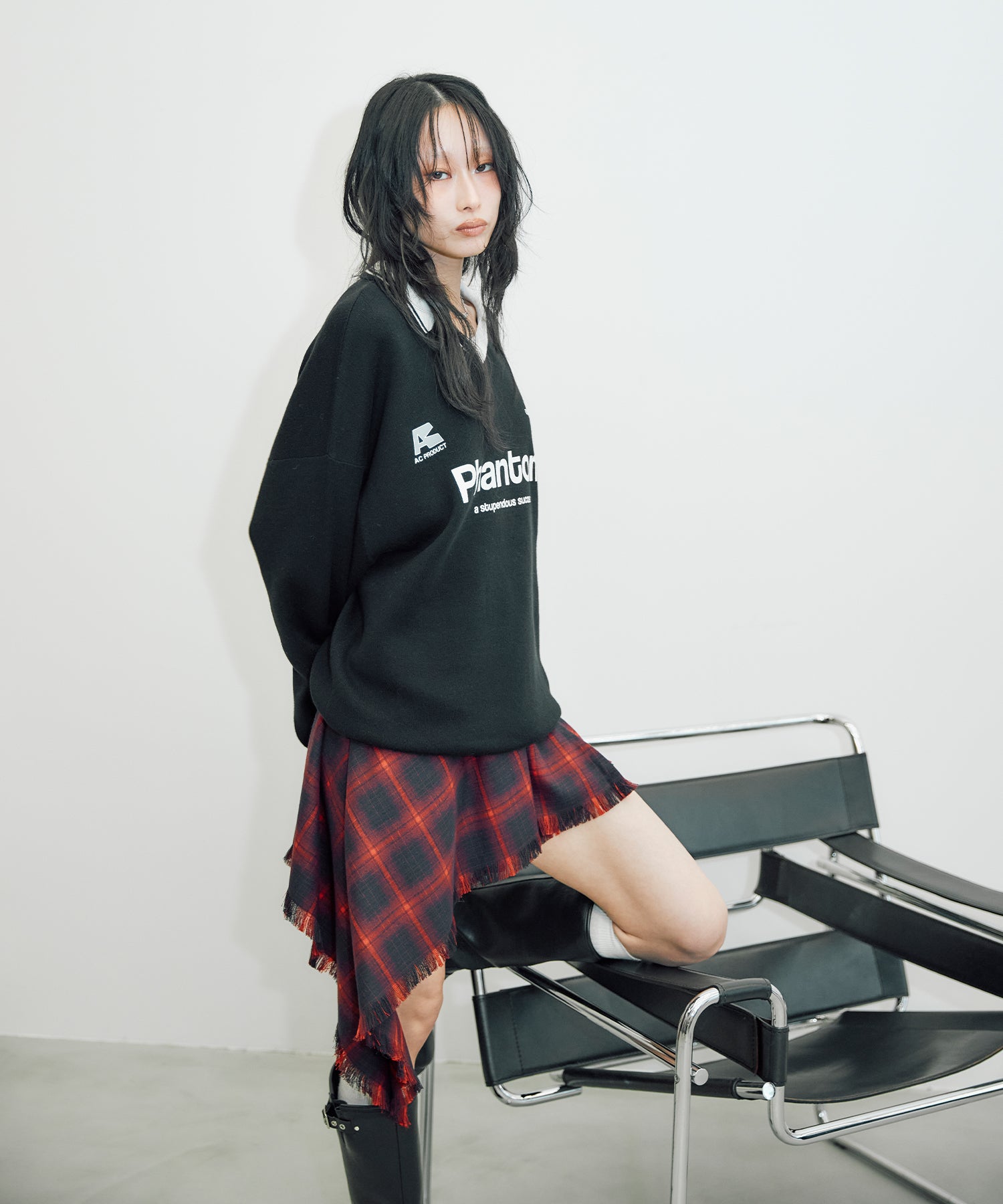 Check wrap asymmetric skirt｜ACLENT（アクレント）