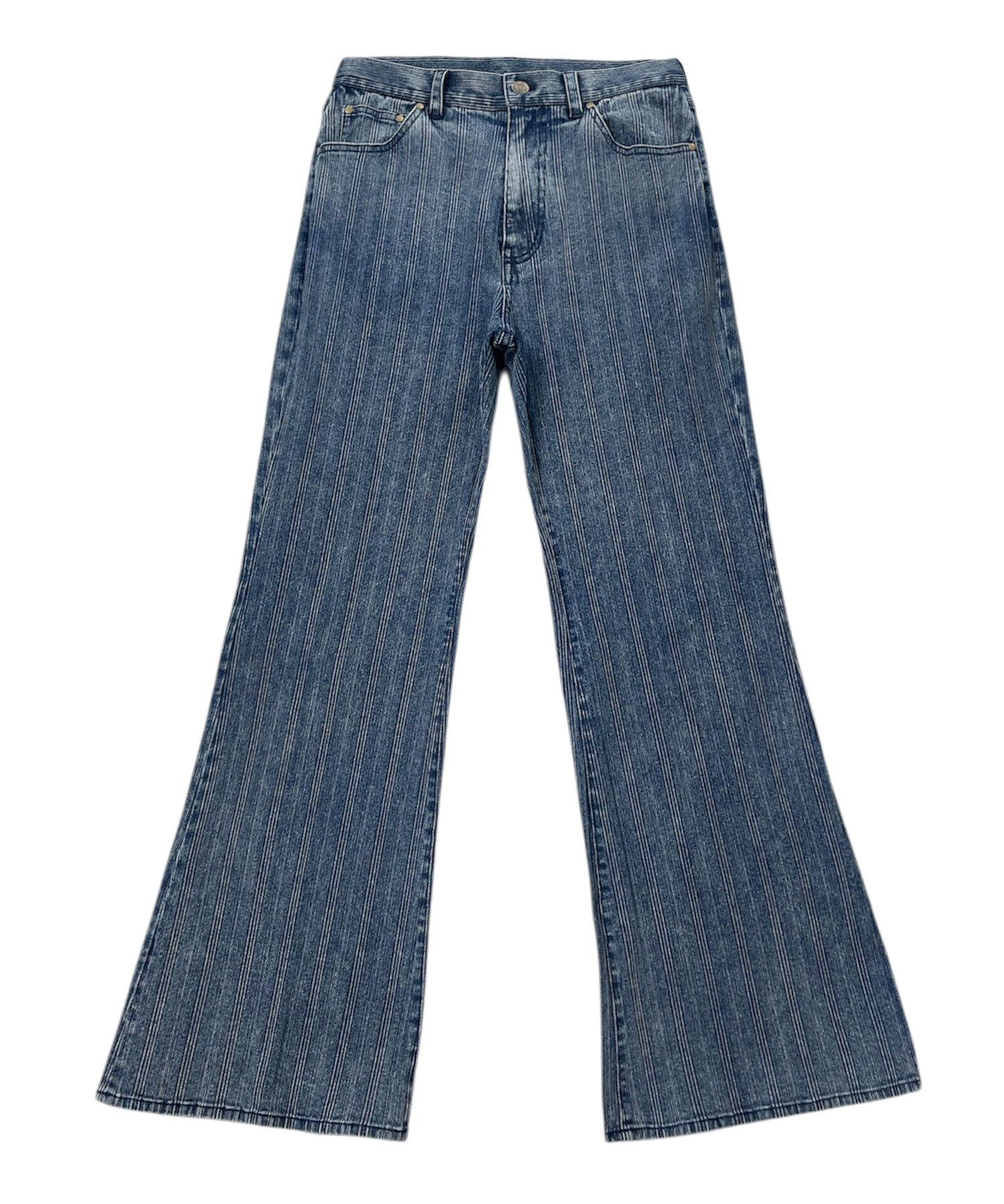 H/W striped flare denim pants