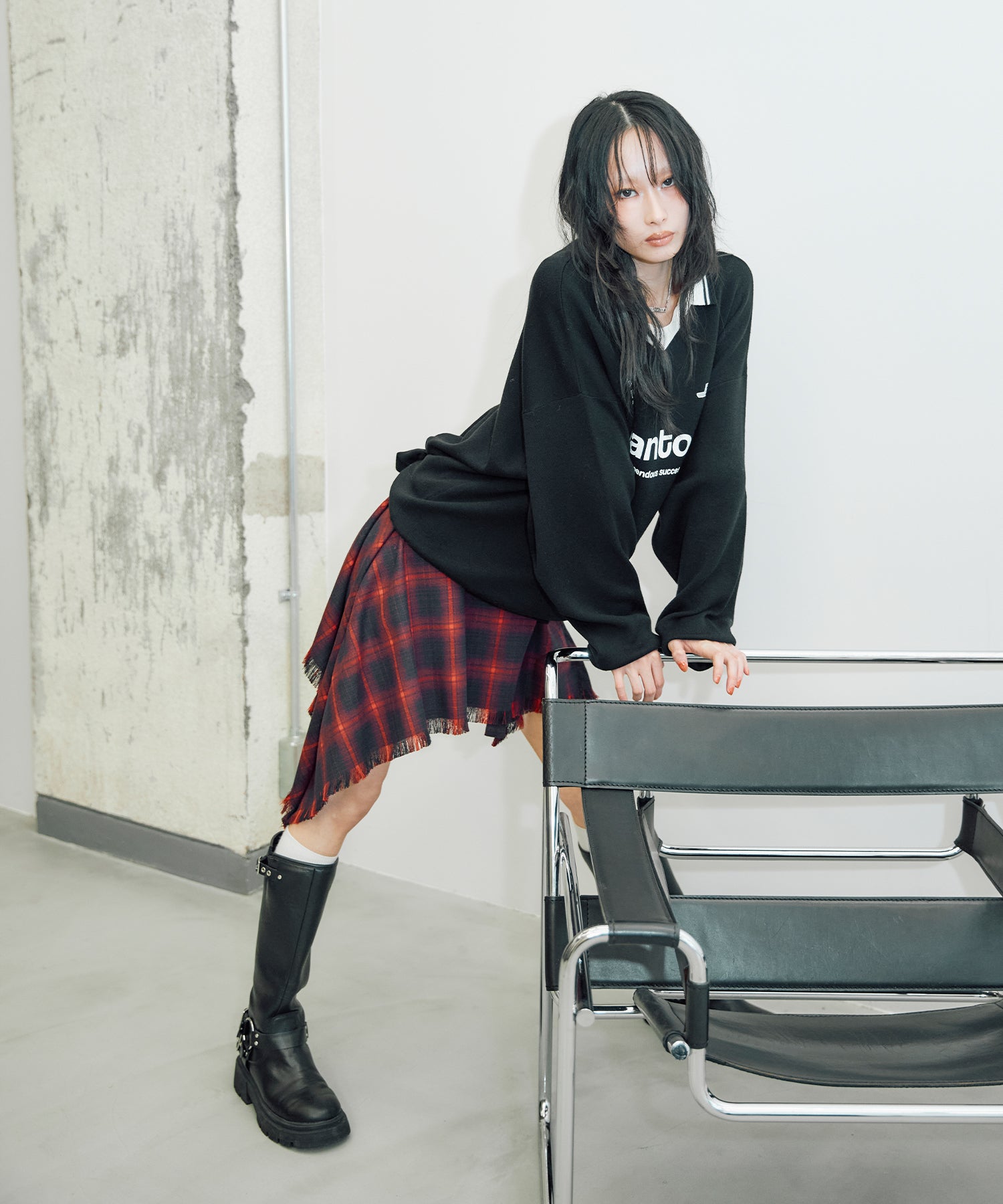 Check wrap asymmetric skirt｜ACLENT（アクレント）