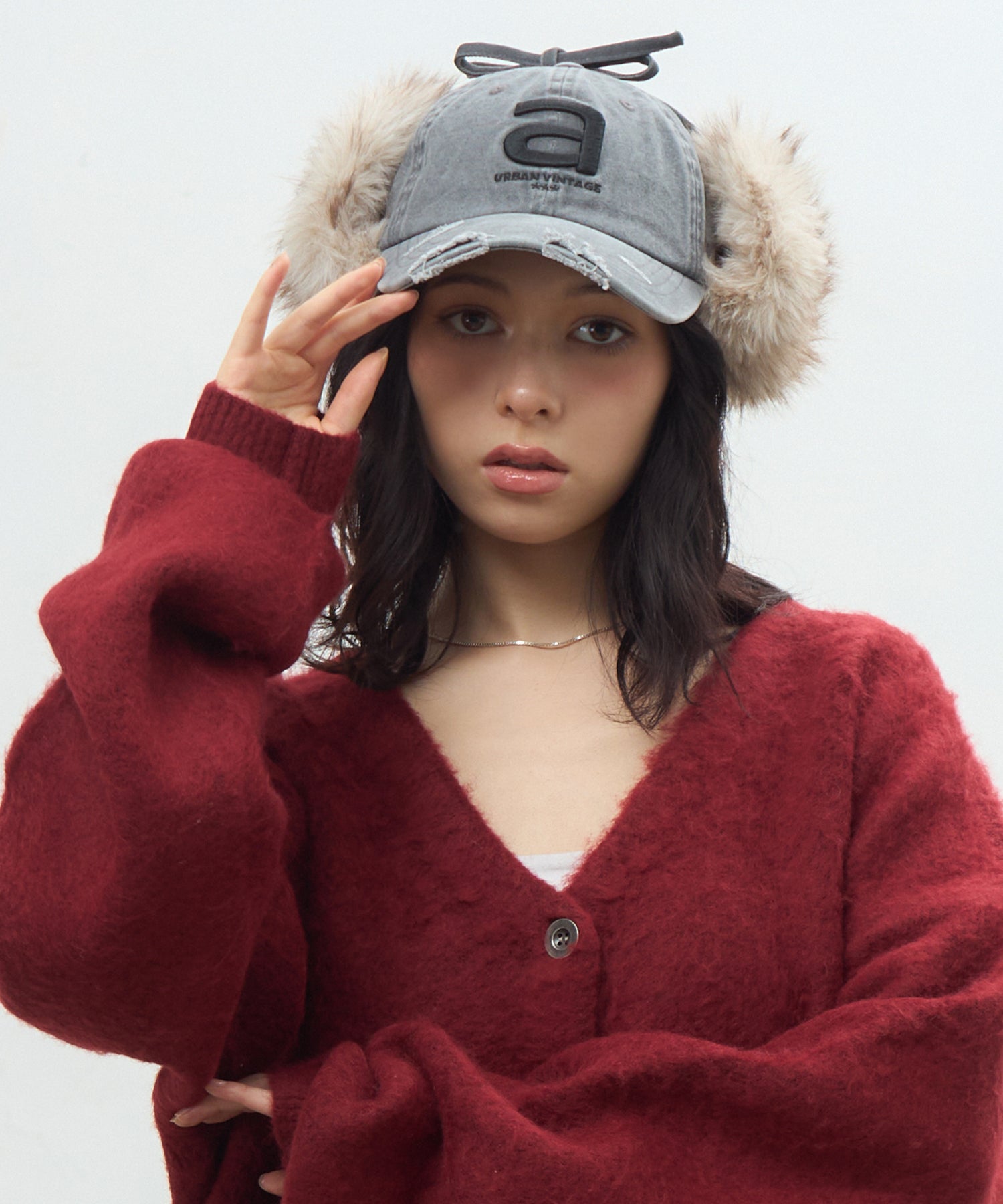 ACLENT ポイントシャギーロゴフーテッドマフラー　完売商品　最終値下げ ACCESSORY｜ACLENT（アクレント）