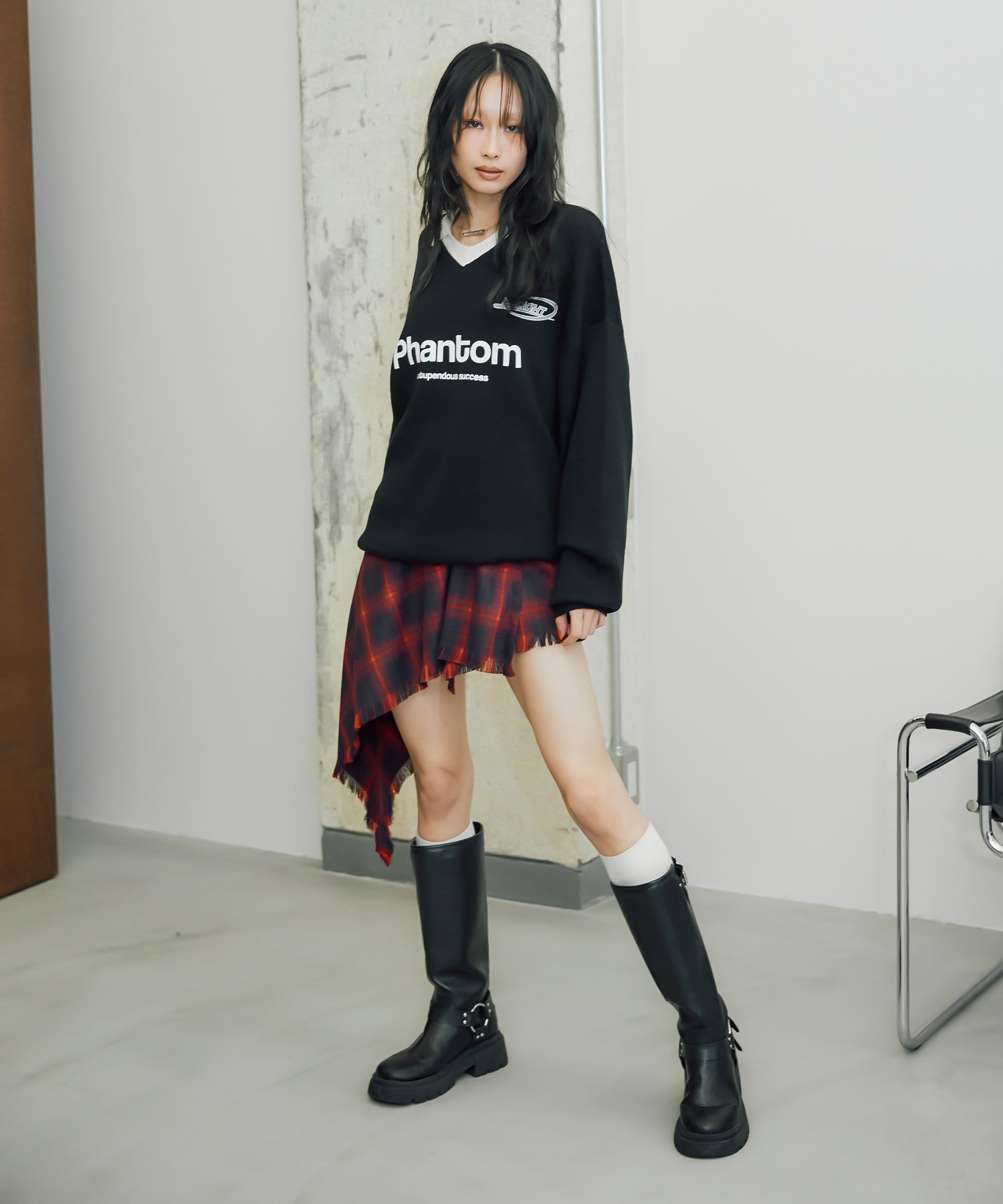 Check wrap asymmetric skirt｜ACLENT（アクレント）