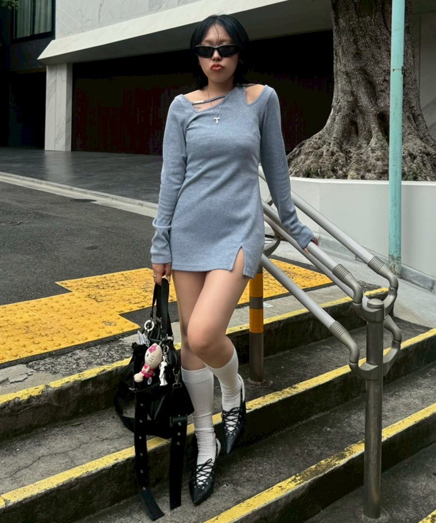 ショルダーカッティングリブミニワンピース｜ACLENT（アクレント）