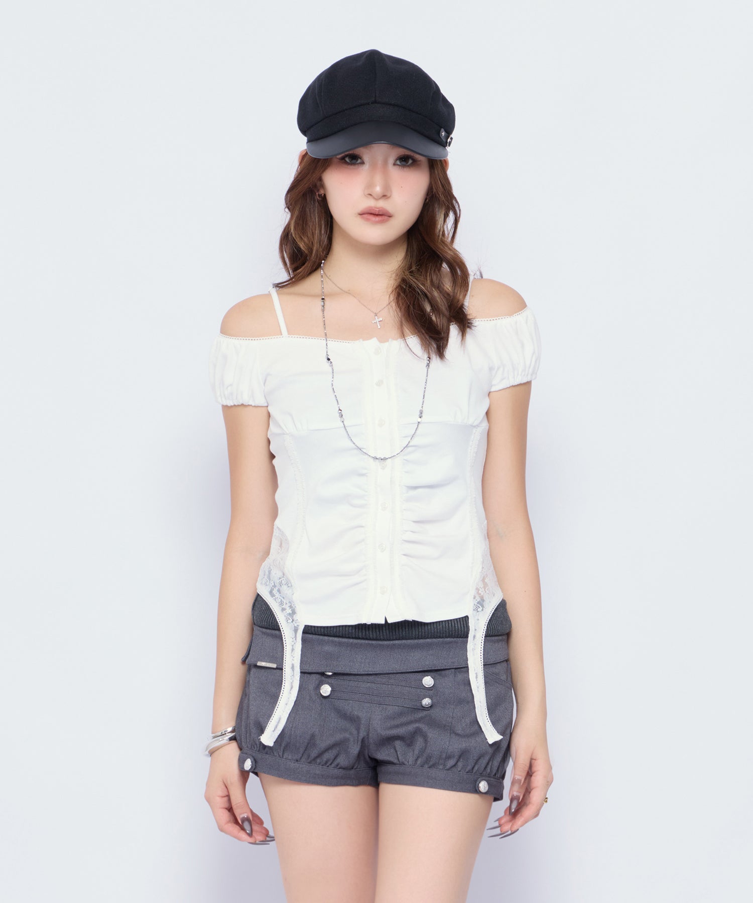 MODEL:170cm/COLOR:WHT/SIZE:F
