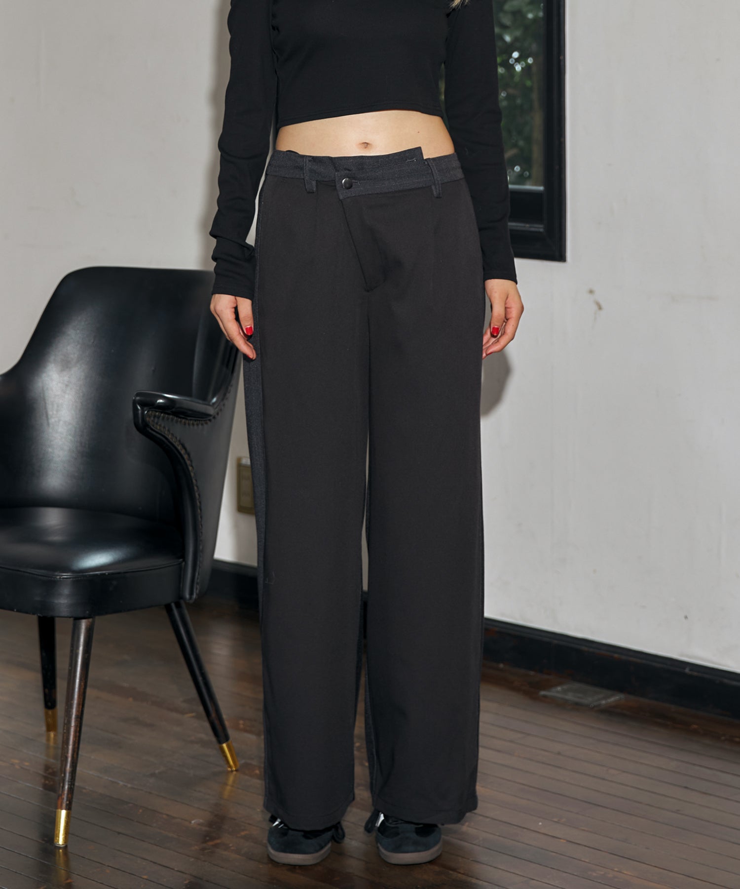 Asymmetry design slacks pants