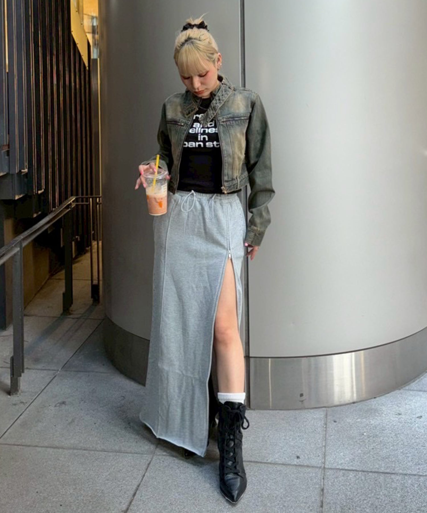 スタッズディティールスウェットロングスカート｜ACLENT（アクレント）