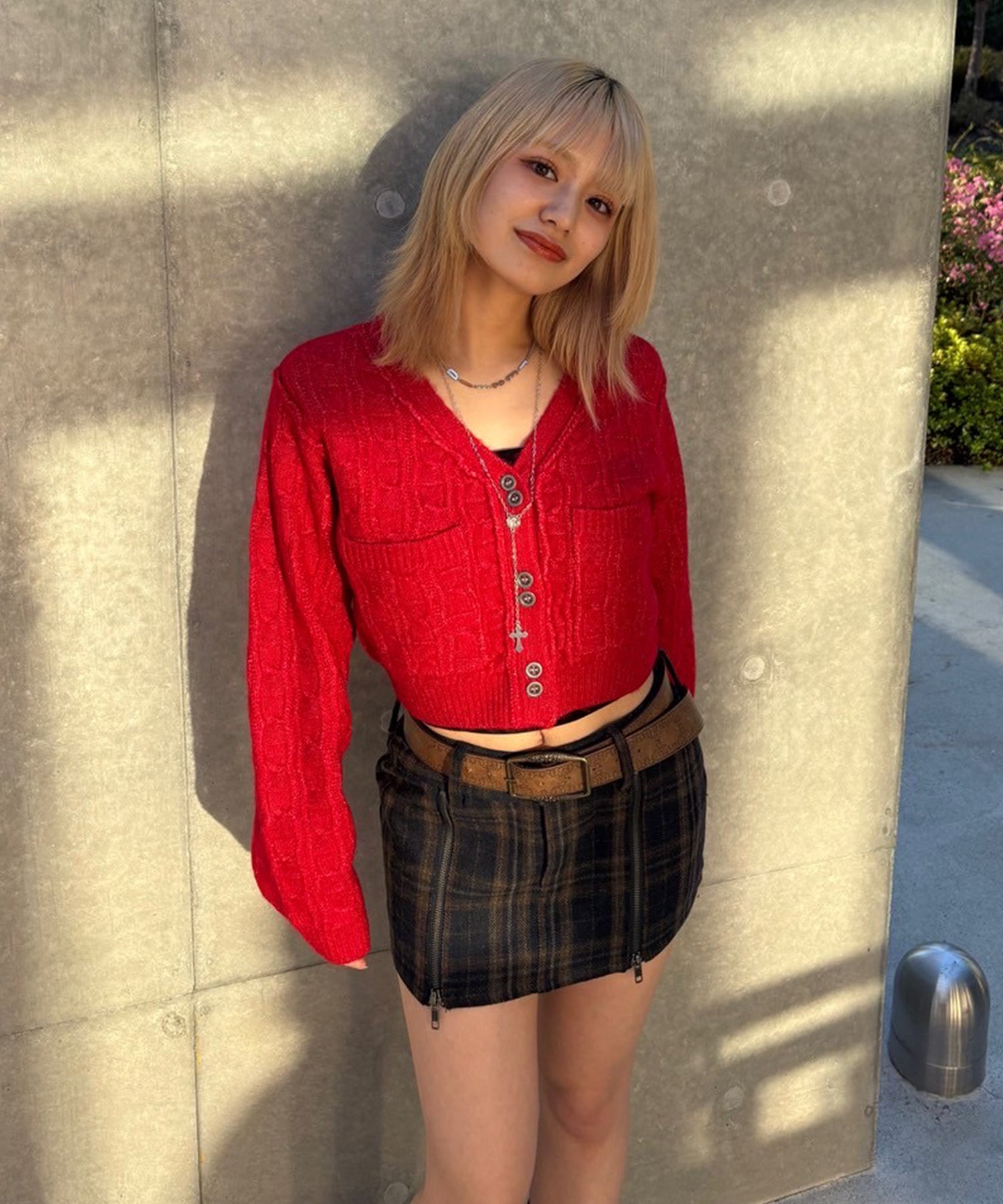 ウールミックスジップスリットチェックミニスカート｜ACLENT（アクレント）