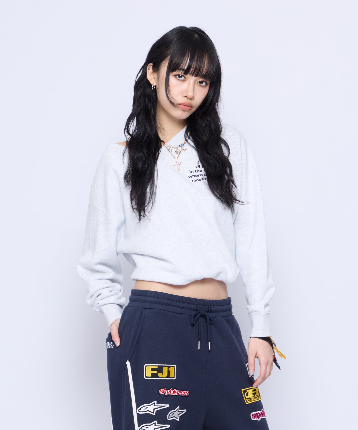 Off-Shoulder Loose Sweat