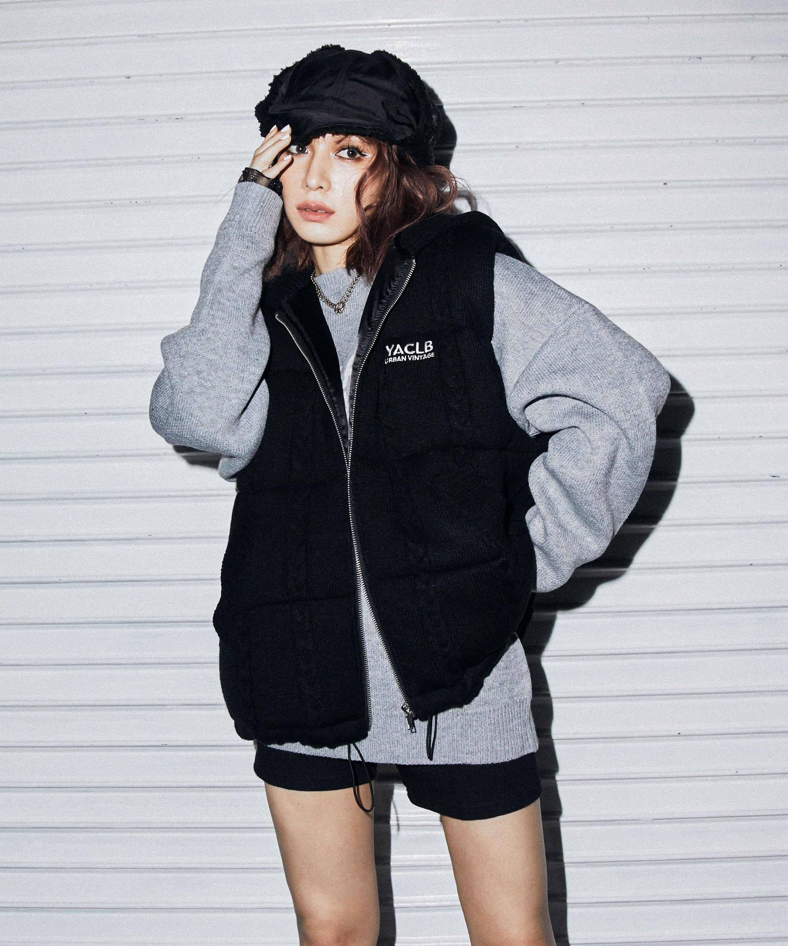 YUKA FURUKAWA×ACLENT Hooded knit vest