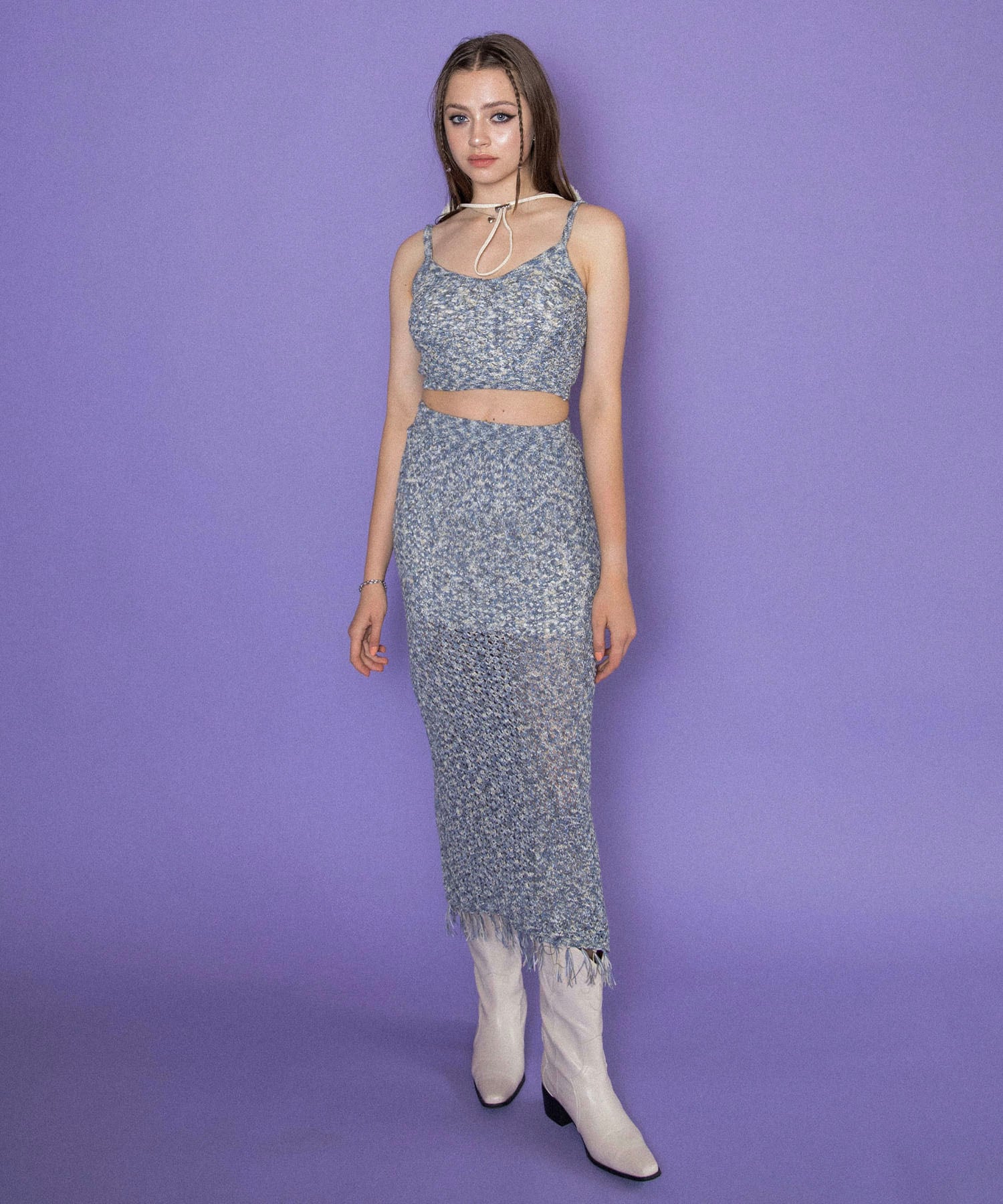 Mix crochet fringe skirt｜ACLENT（アクレント）
