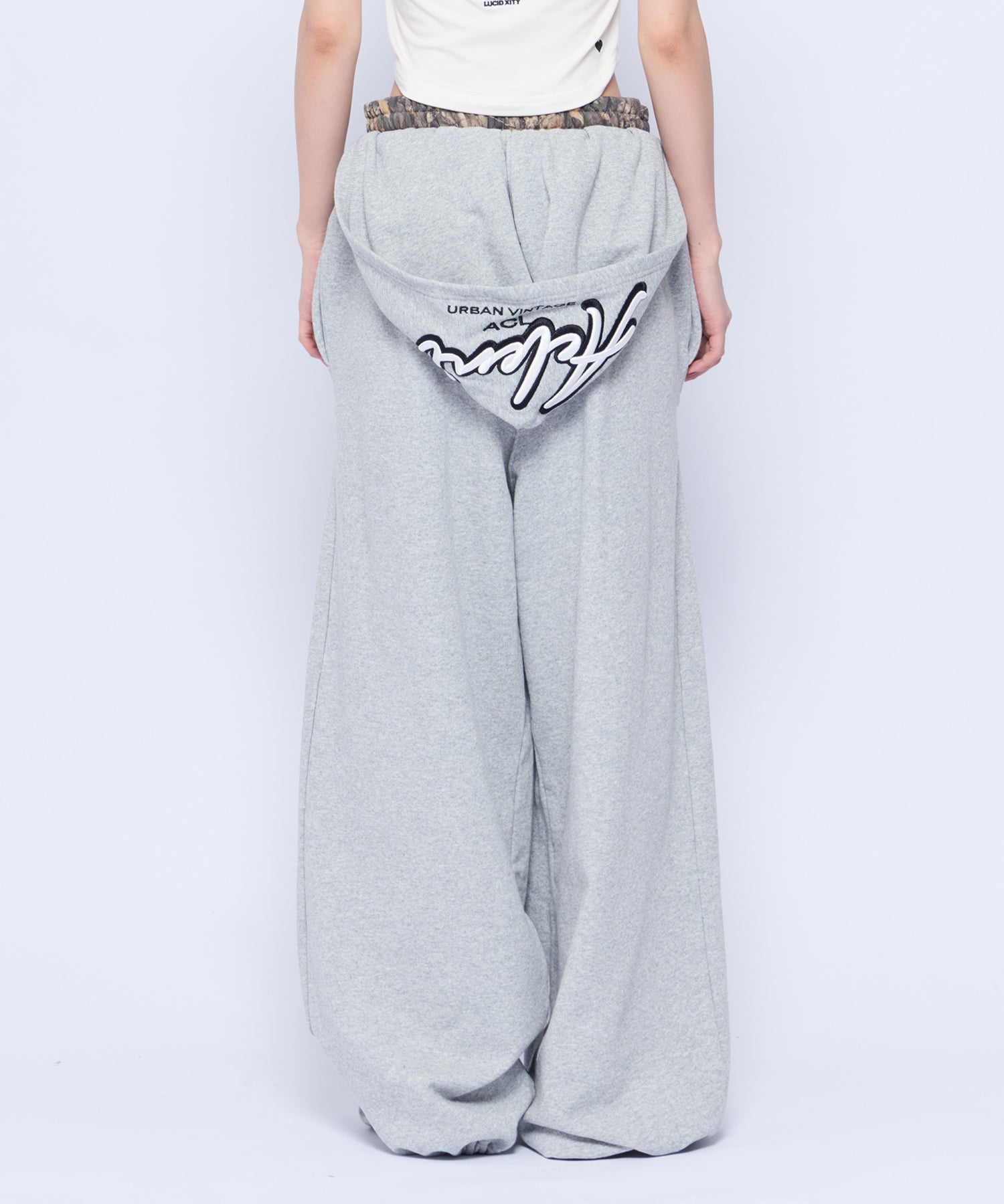 未使用タグ付き【ACLENT】 Printed Sweatpants グレー F Wrap Hoodie Sweat Pants｜ACLENT（アクレント）