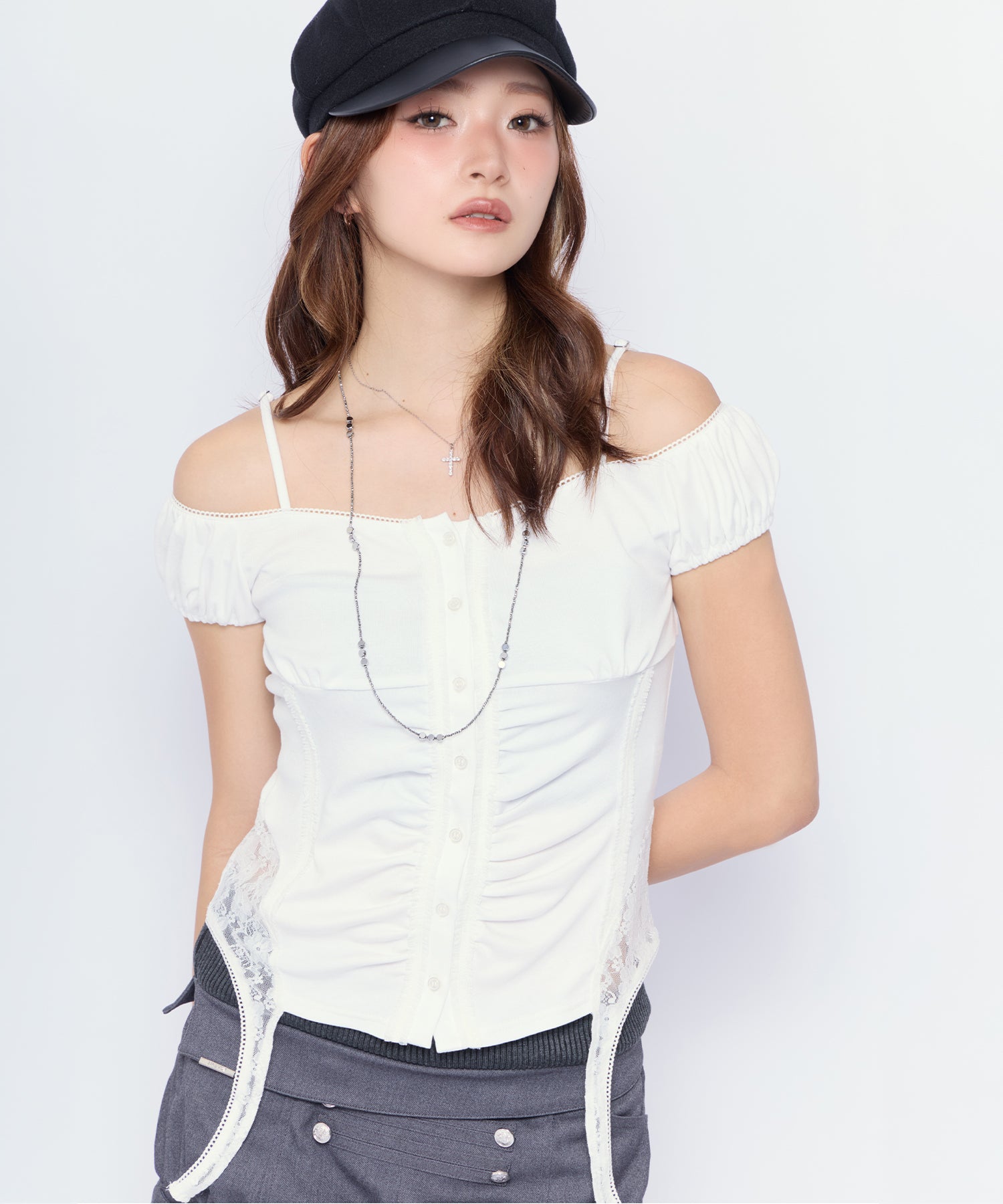 MODEL:170cm/COLOR:WHT/SIZE:F