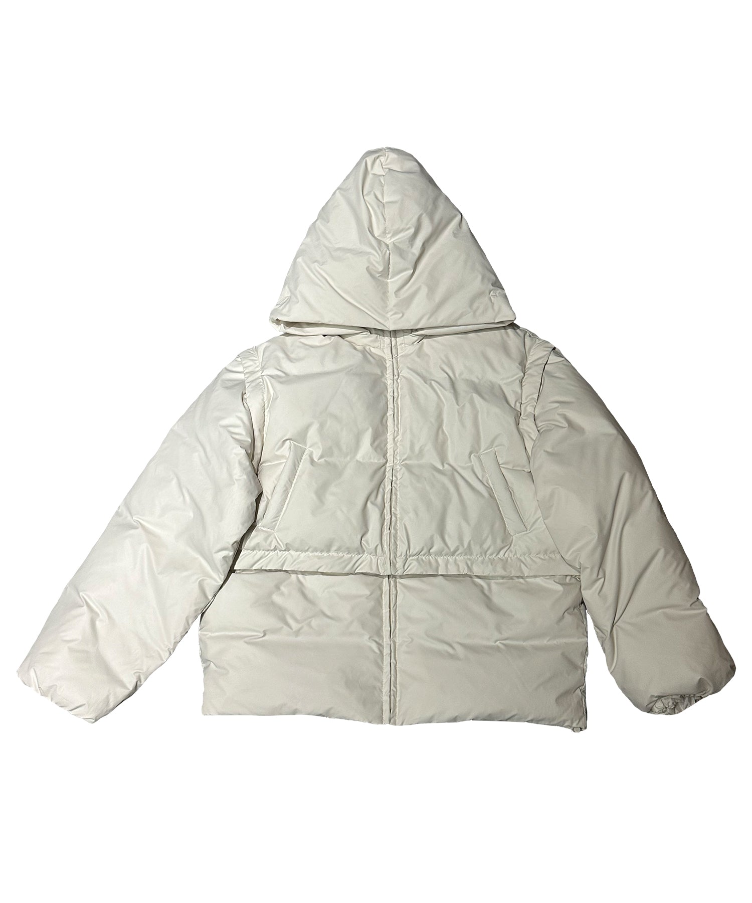 Multi way hooded down jacket