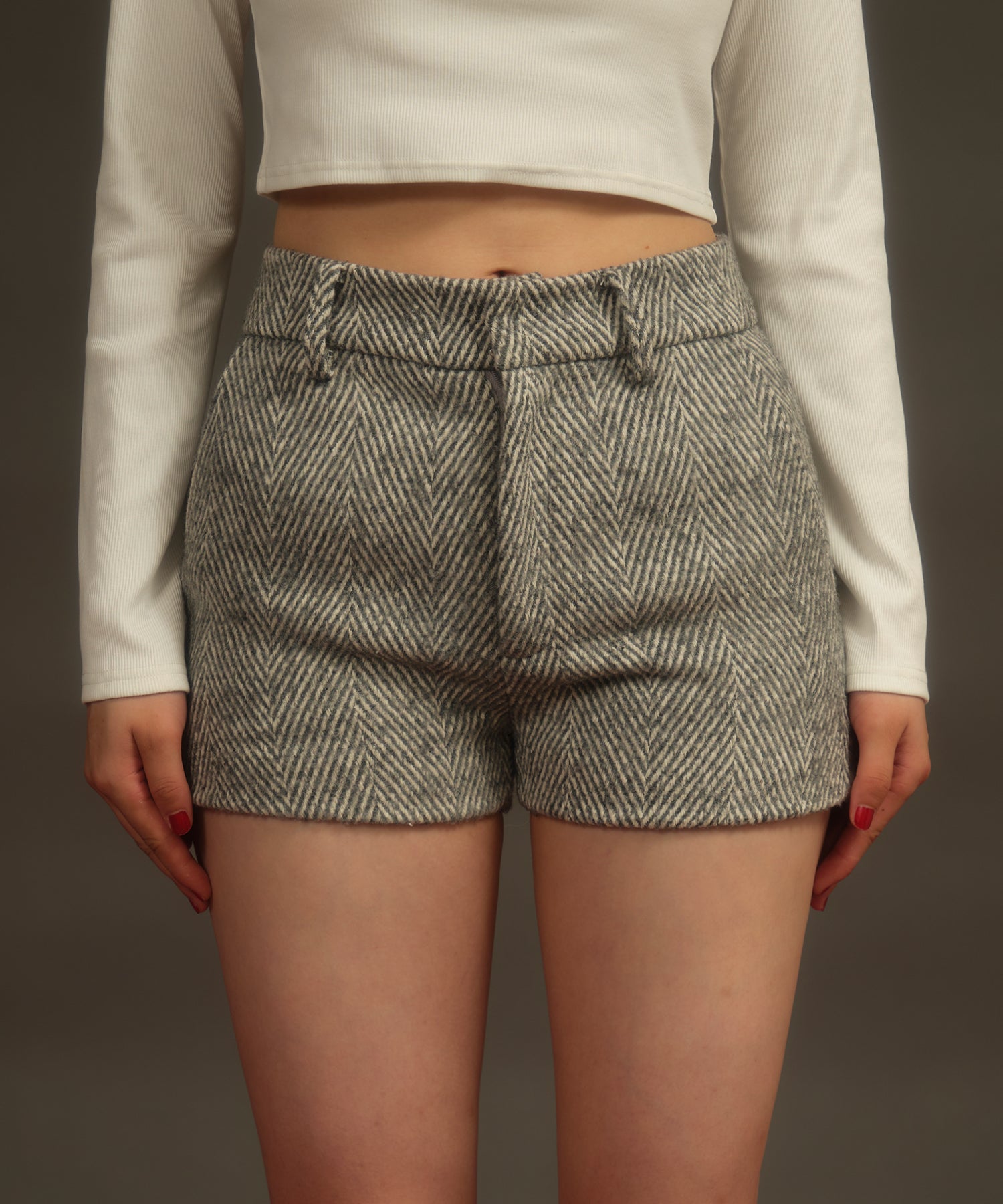 Herringbone tweed shorts