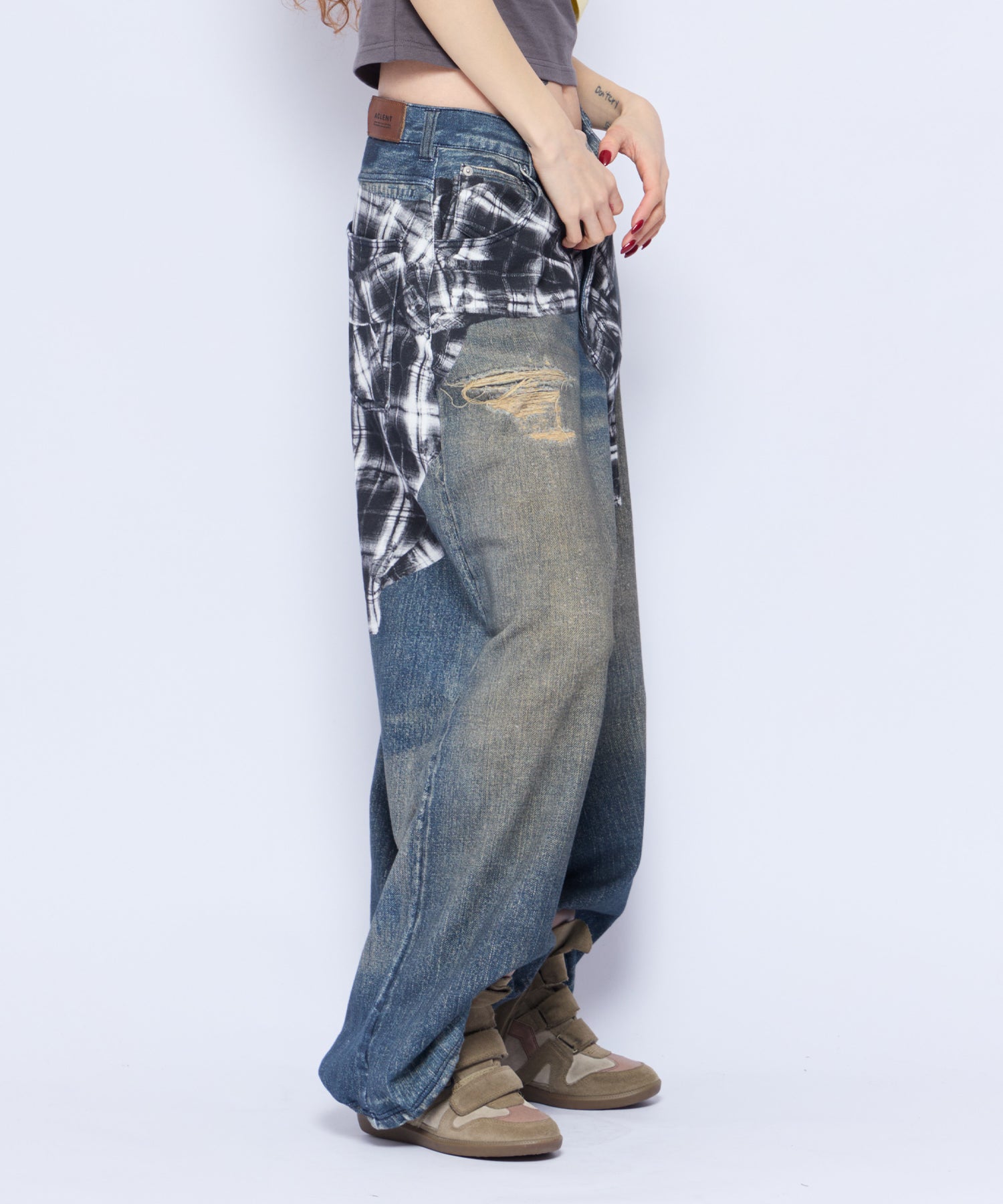 Printed Sweatpants – Checked Shirt Denim｜ACLENT（アクレント）