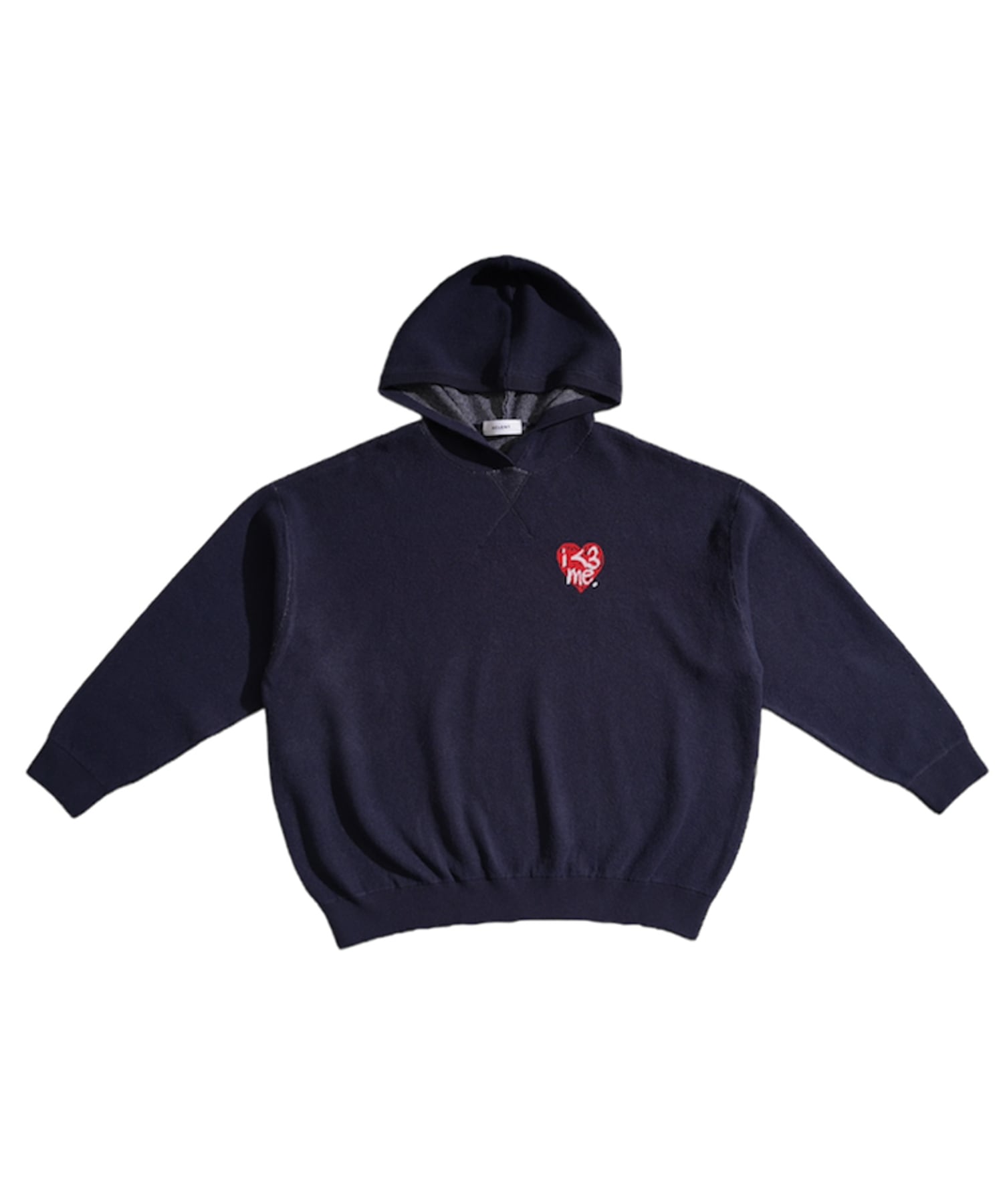 Heart logo jacquard knit hoodie