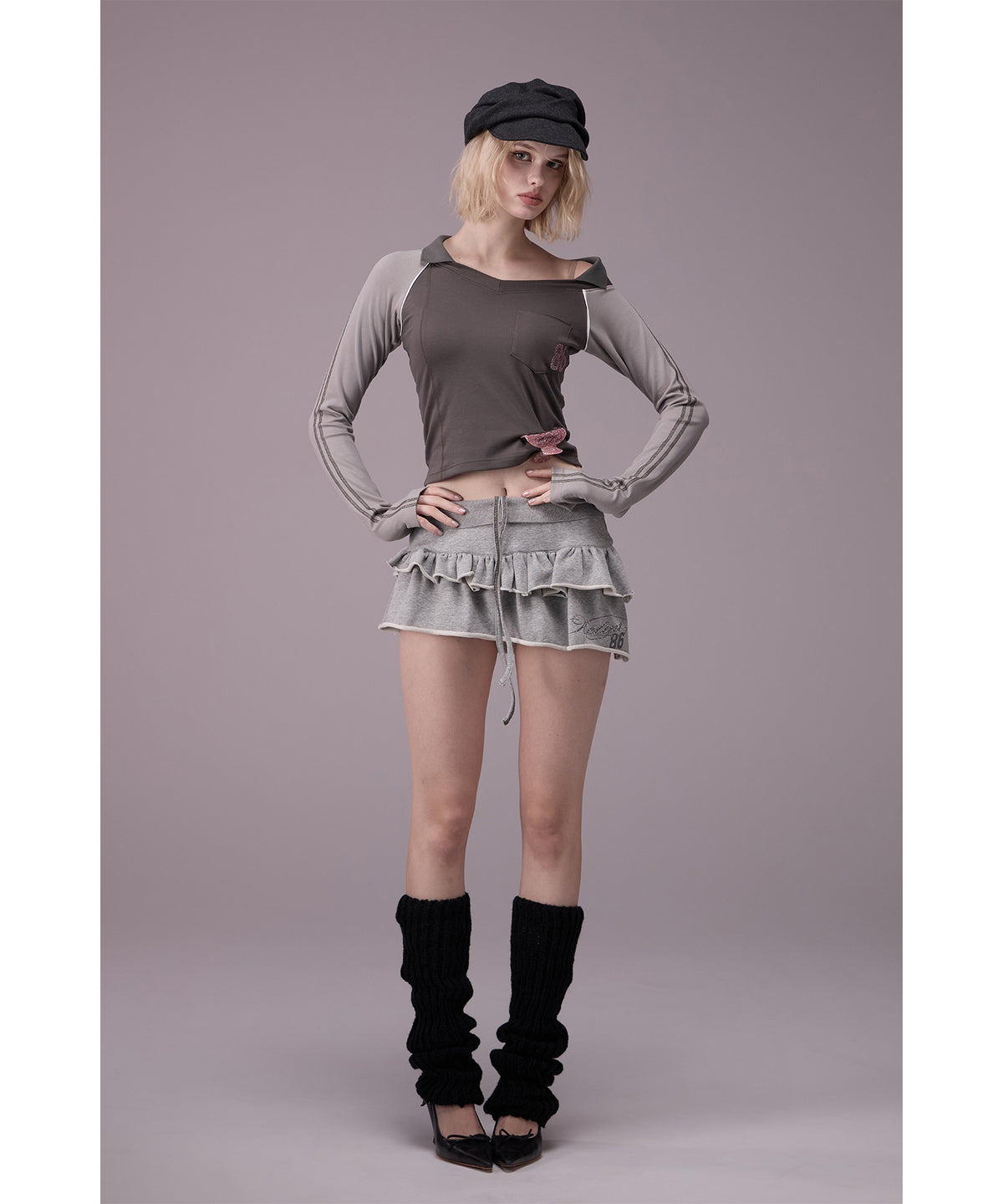 MODEL:176cm/COLOR:GRY/SIZE:F