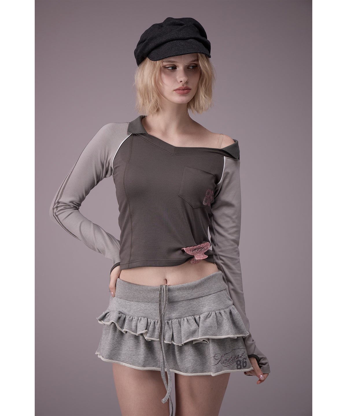 MODEL:176cm/COLOR:GRY/SIZE:F