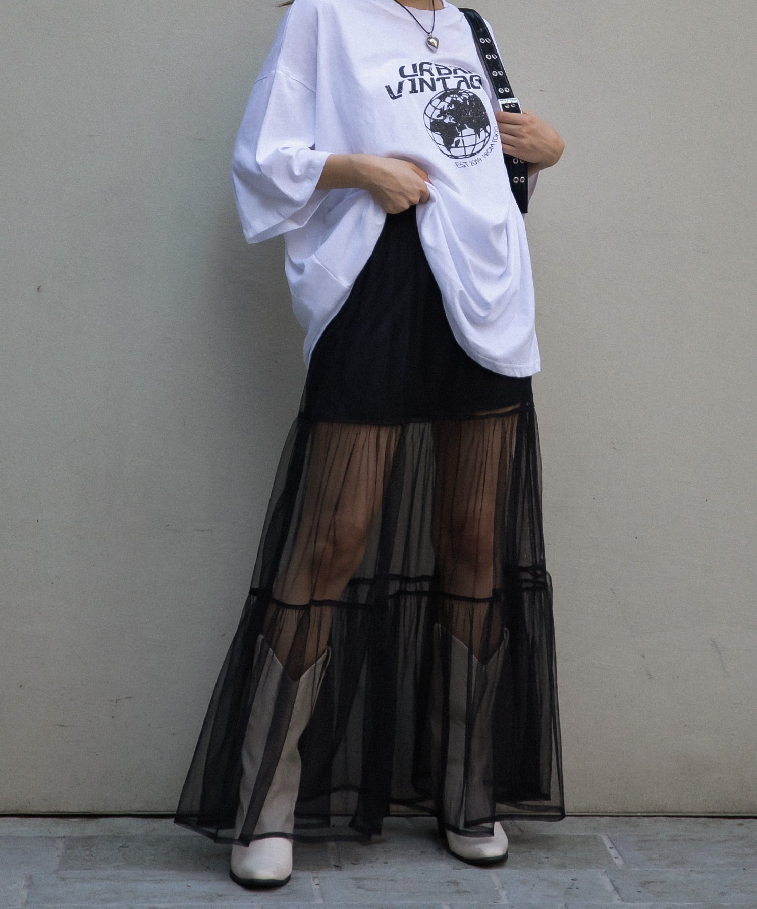 Tulle tiered long skirt