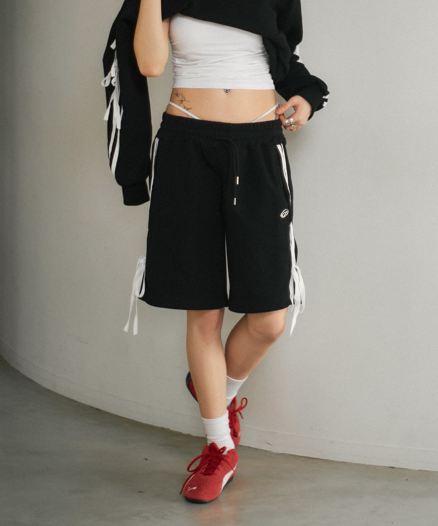 Double line ribbon sweat half pants｜ACLENT（アクレント）