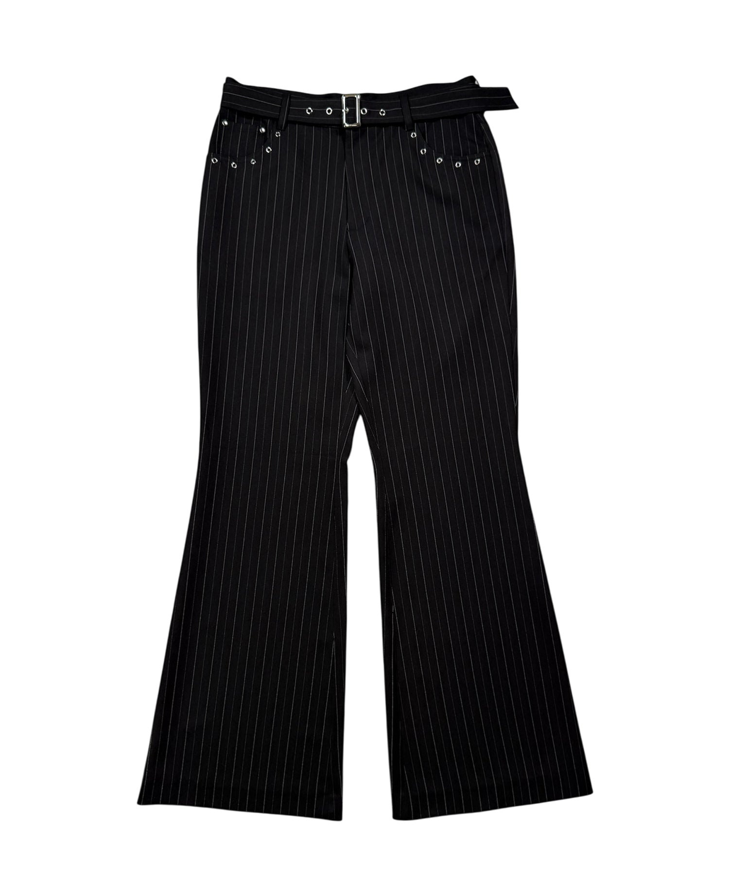 ストライプアイレットL/Wフレアパンツ