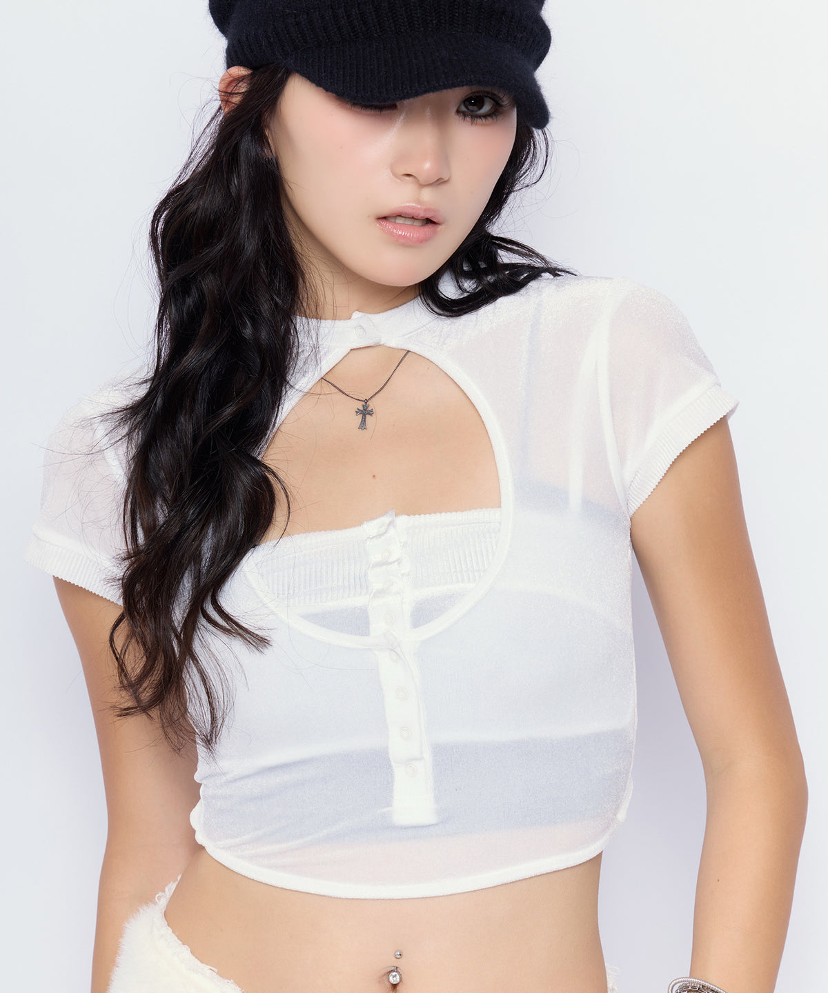 MODEL:170cm/COLOR:WHT/SIZE:F
