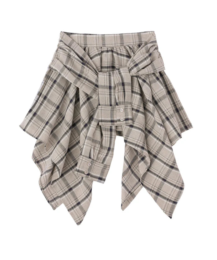 Asymmetry check mini skirt Ⅱ