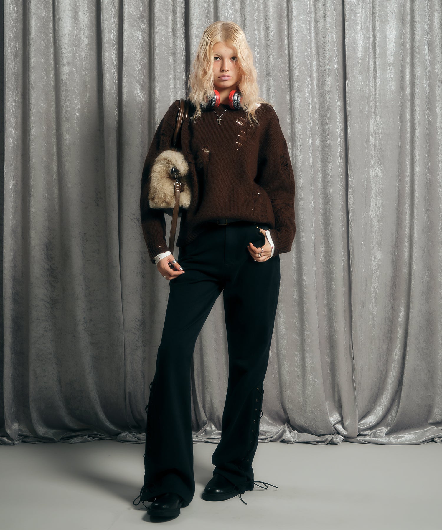 MODEL:170cm/COLOR:BLACK/SIZE:モデルサイズ［股下82cm］