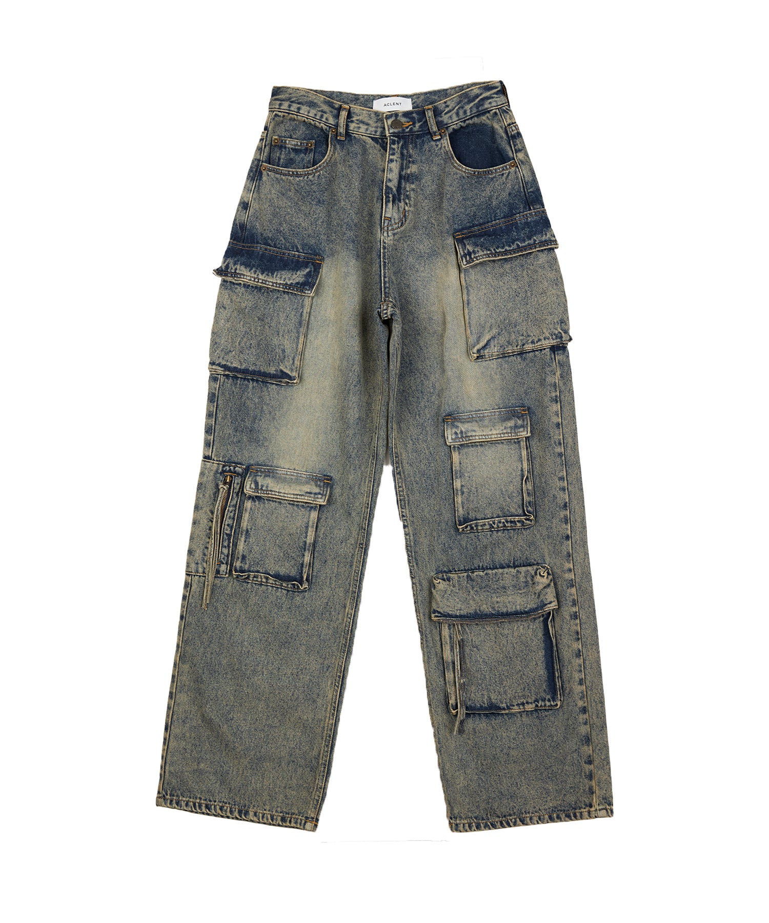 Multi pocket denim cargo pants