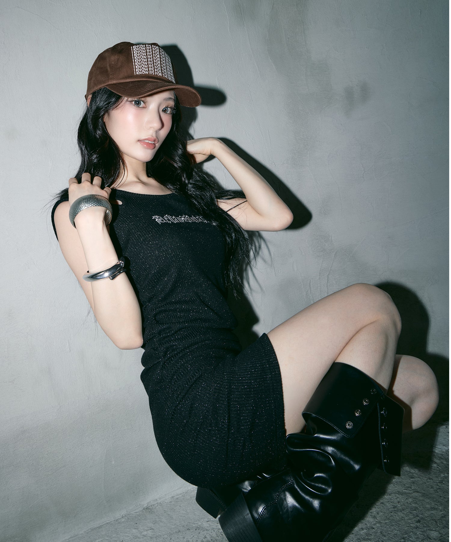 Lame Rib Hood Dress