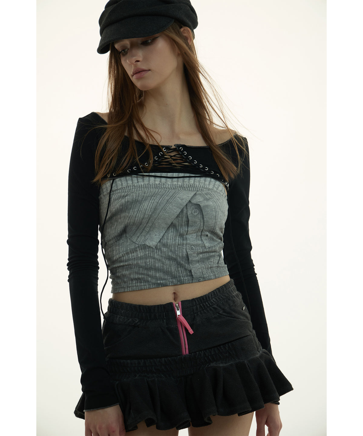 MODEL:173cm/COLOR:GRY/SIZE:F