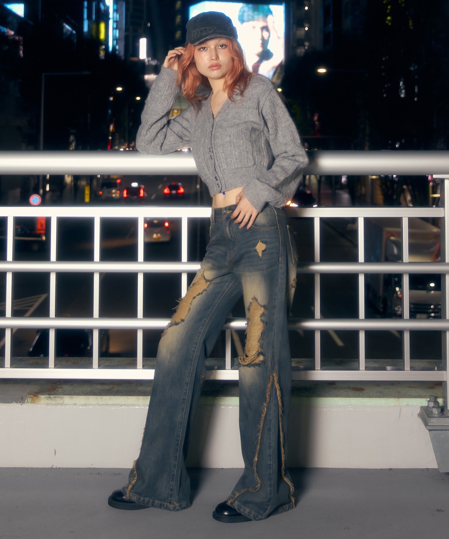 ダメージL/Wフレアデニムパンツ｜ACLENT（アクレント）