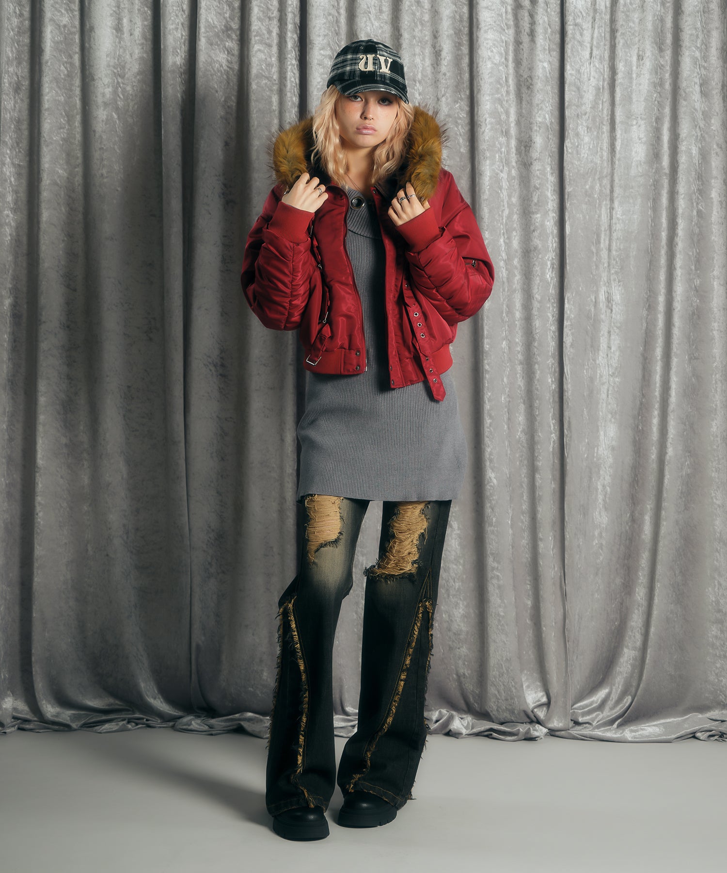 MODEL:170cm/COLOR:RED/SIZE:F