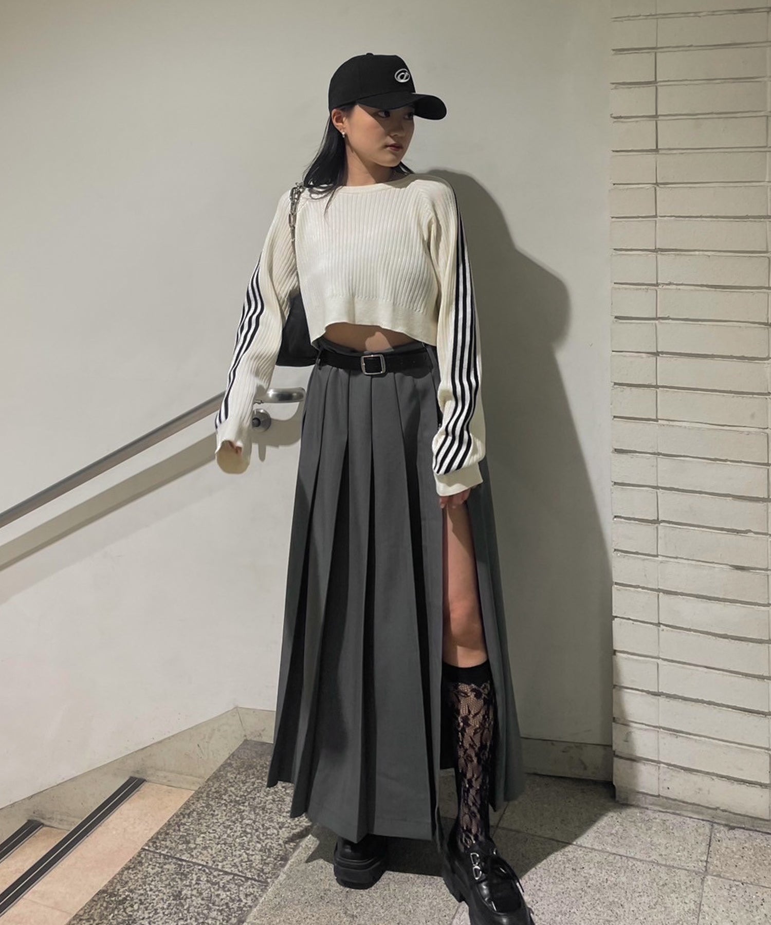 aclent pleats wrap long skirt　グレー大丈夫です変更しますね
