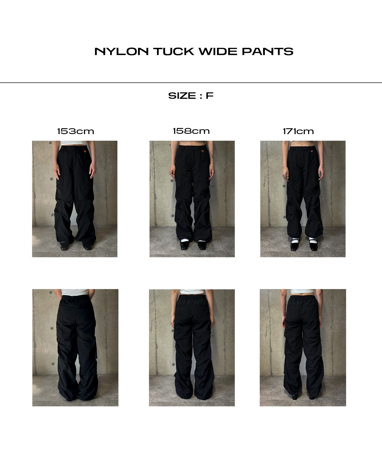 Nylon tuck wide pants