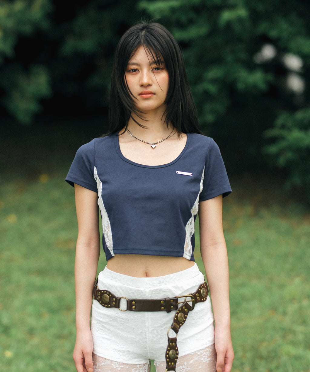 Lace motif number mini tee｜ACLENT（アクレント）