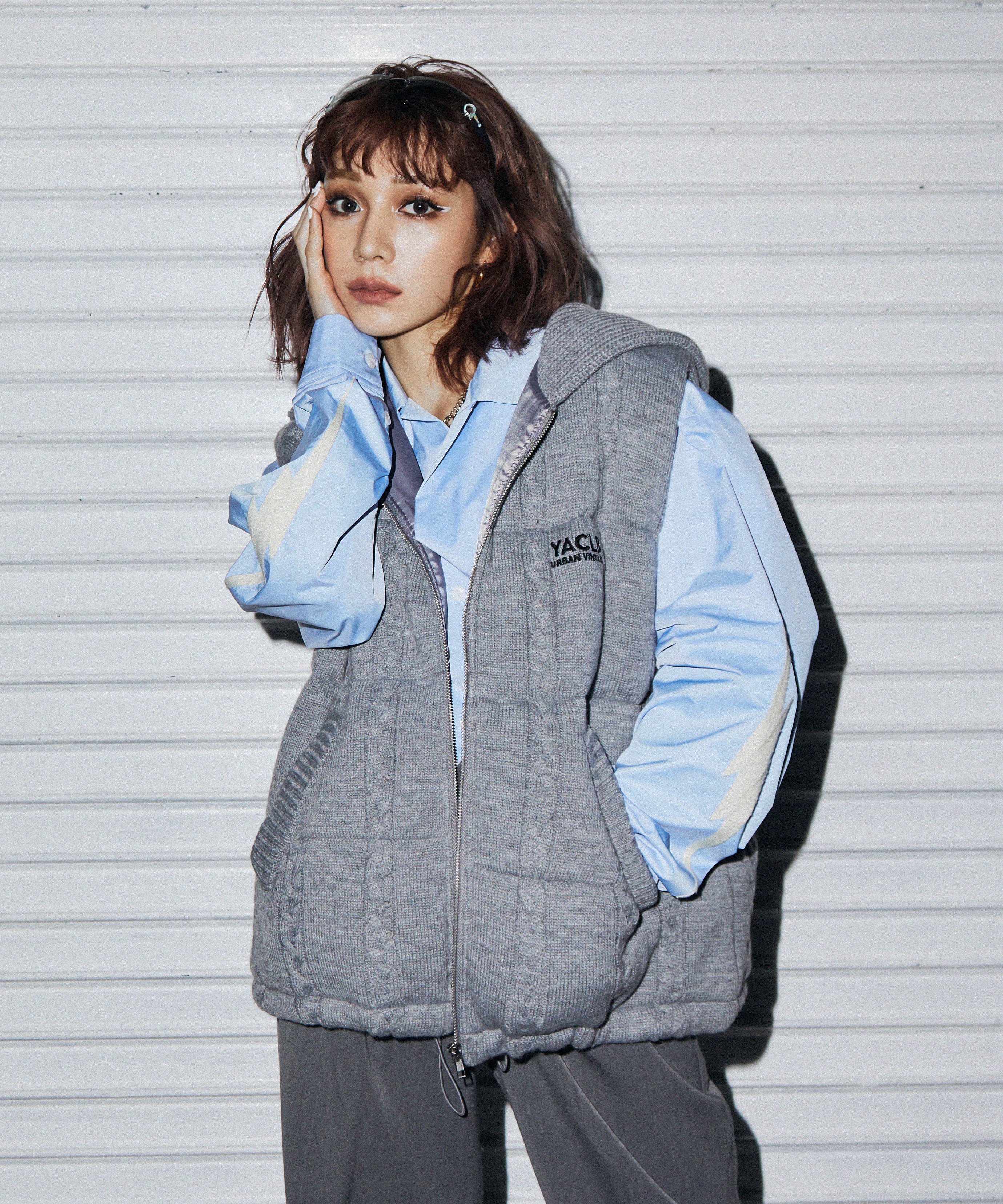 YUKA FURUKAWA×ACLENT Hooded knit vest