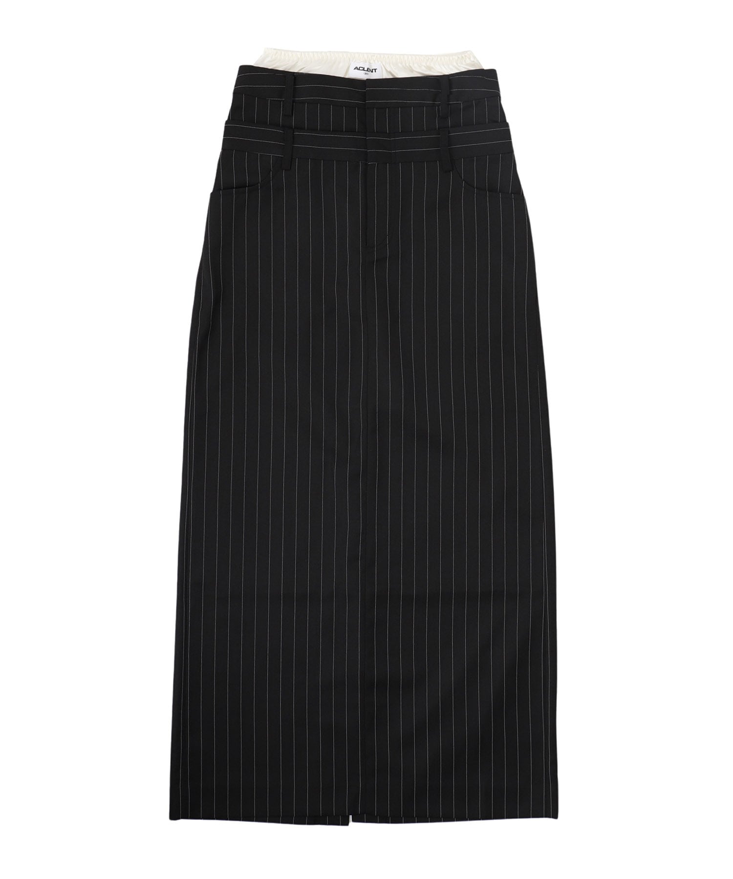 Double belt layered long skirt